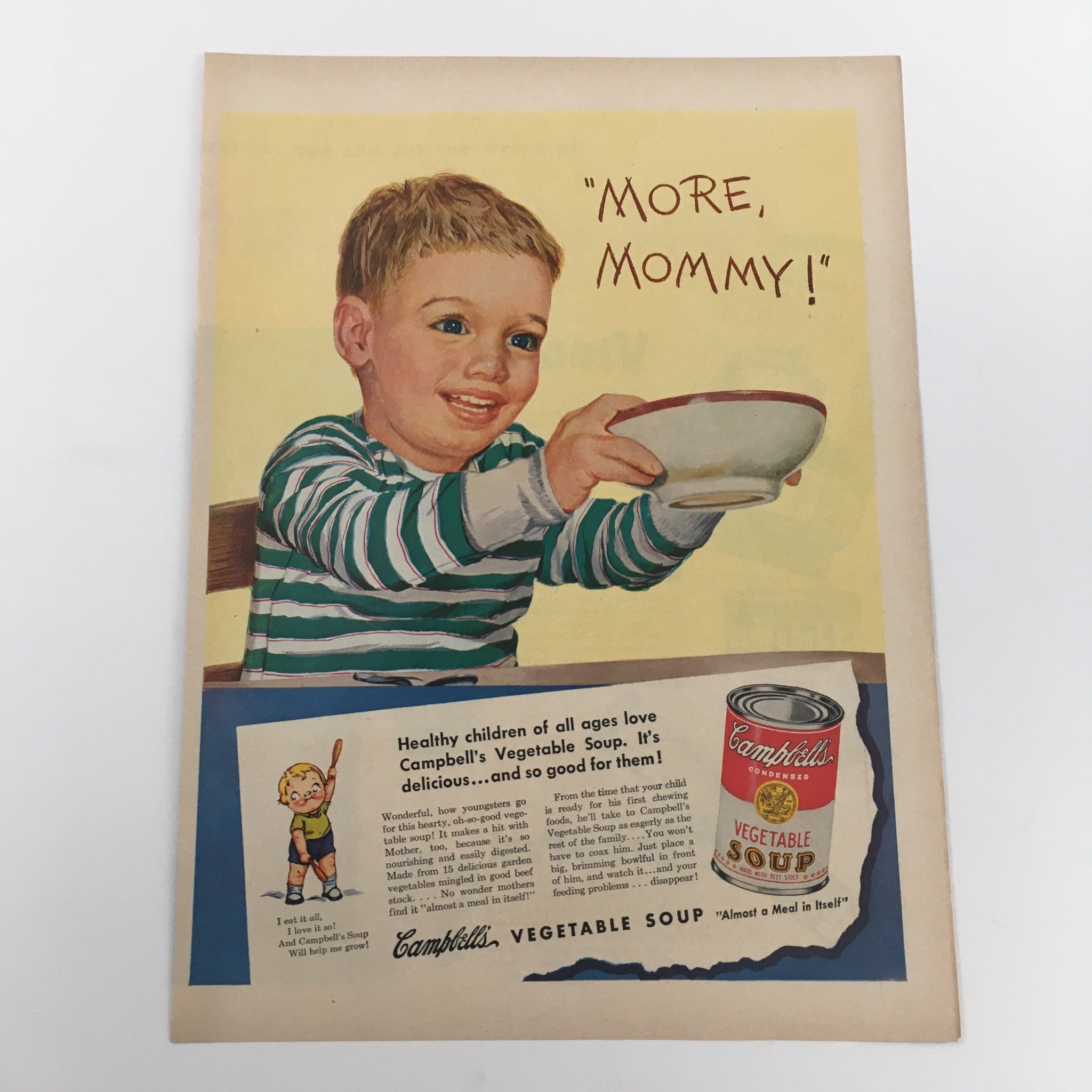 1950 Campbell's Condensed Vegetable Soup Vintage Print Ad