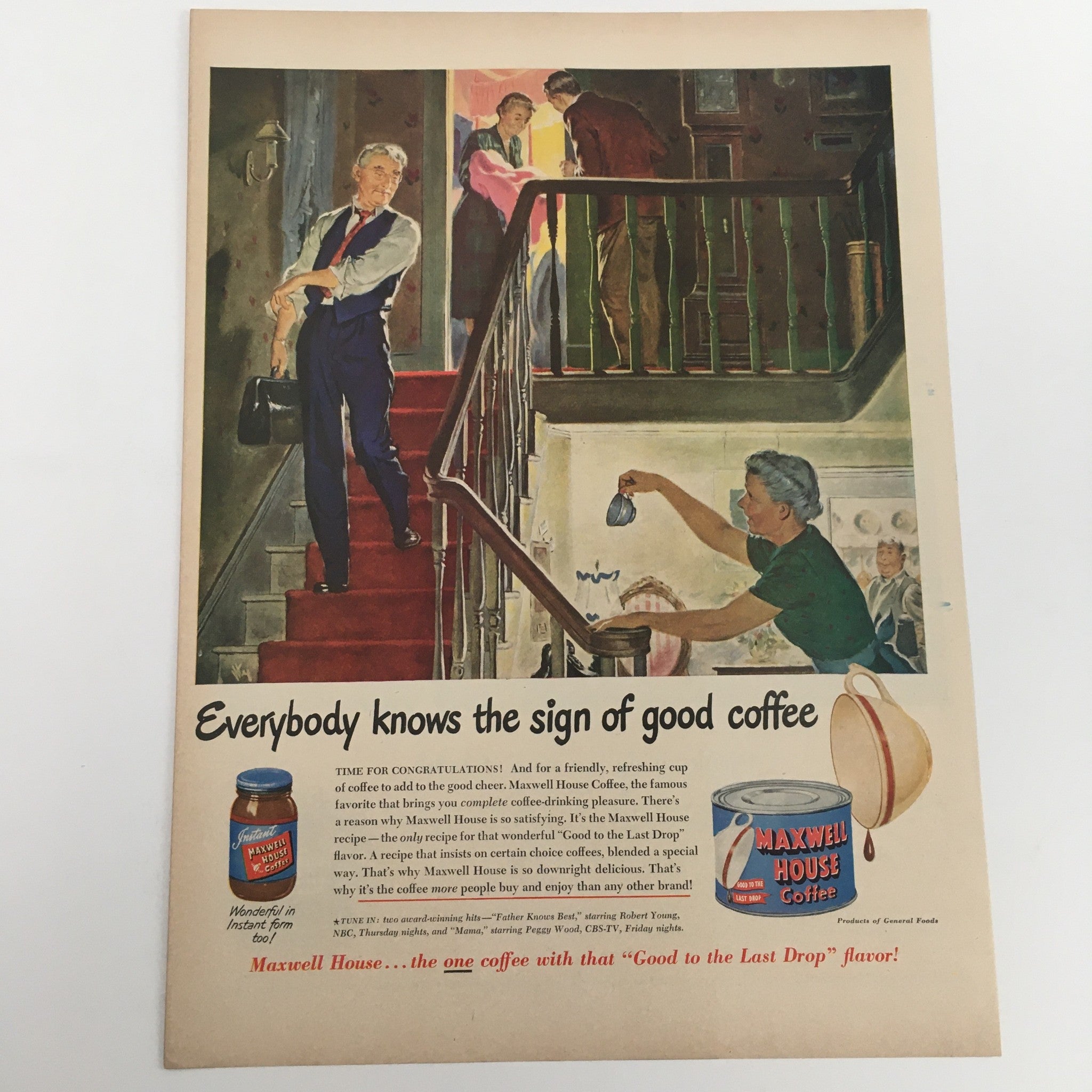 1950 Maxwell House Instant Coffee Vintage Print Ad