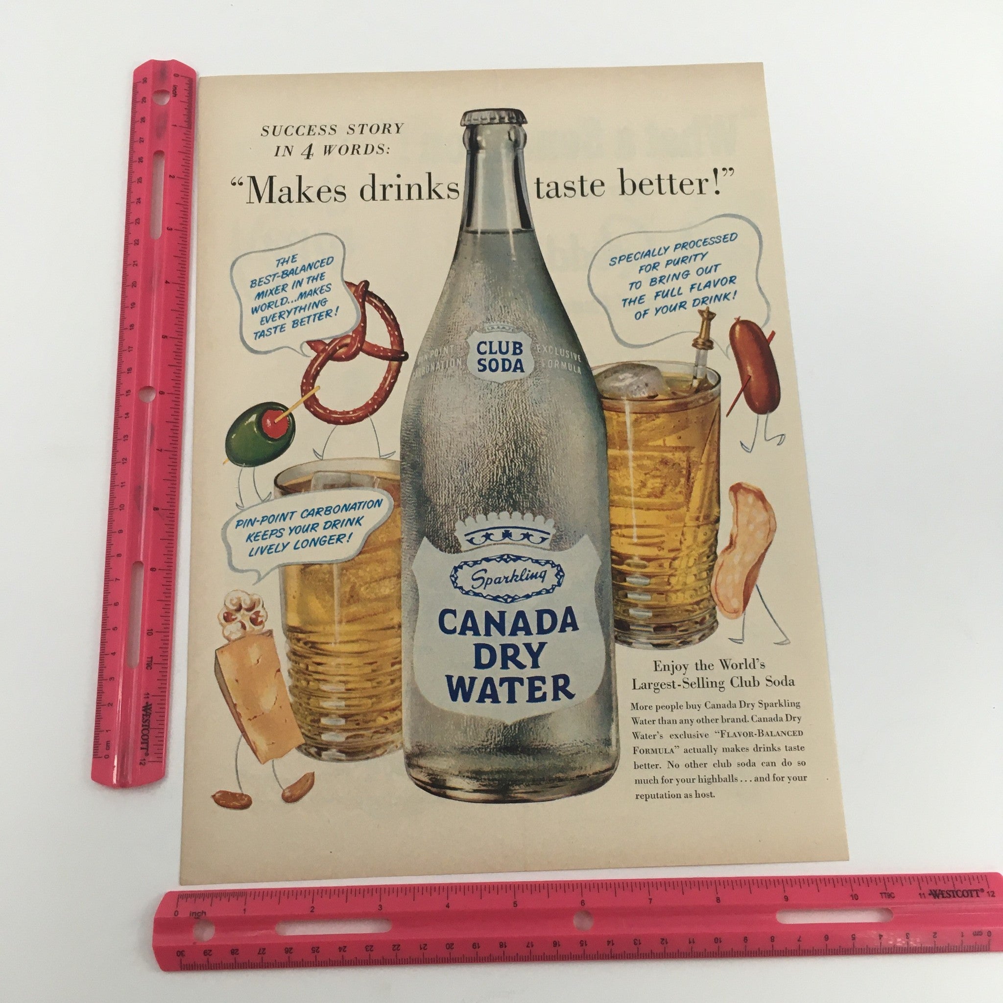 1950 Club Soda Sparkling Canada Dry Water Vintage Print Ad