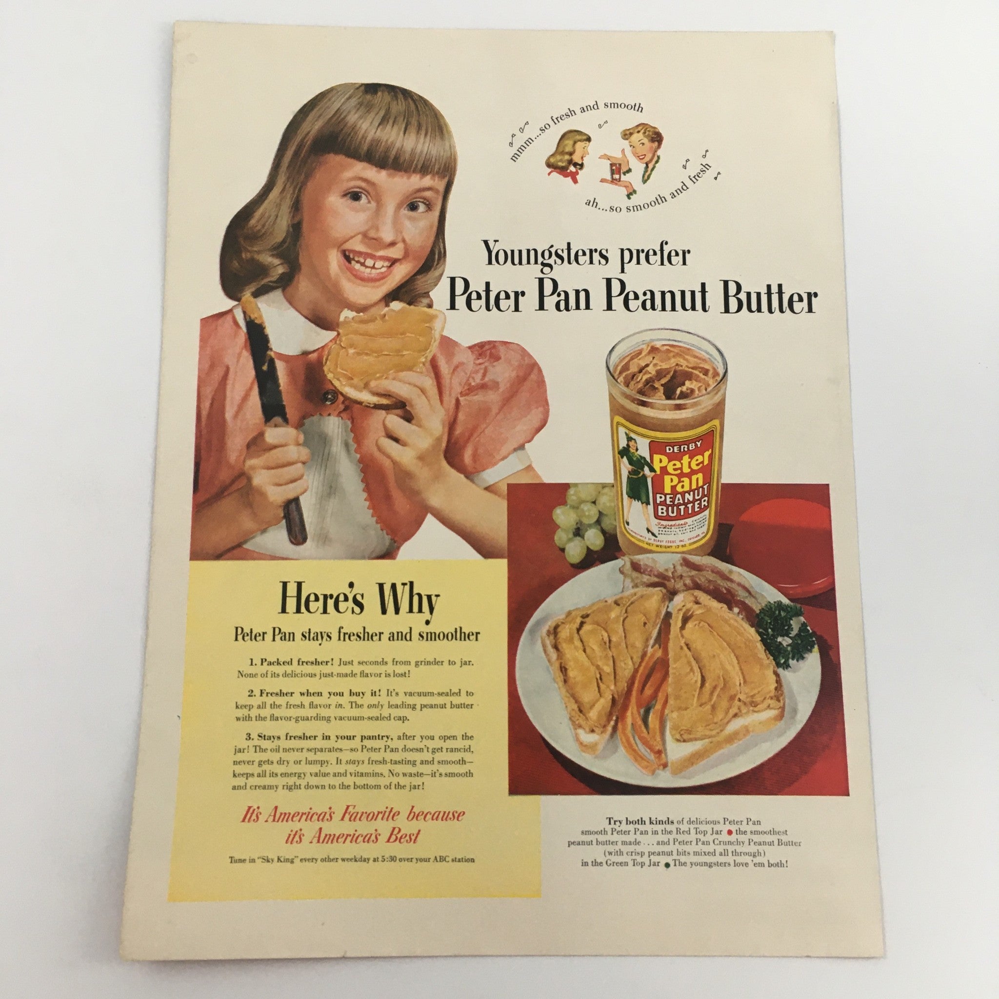 1950 Derby Peanut Butter with Life Magazine Atomic Explosion back Cover Print Ad