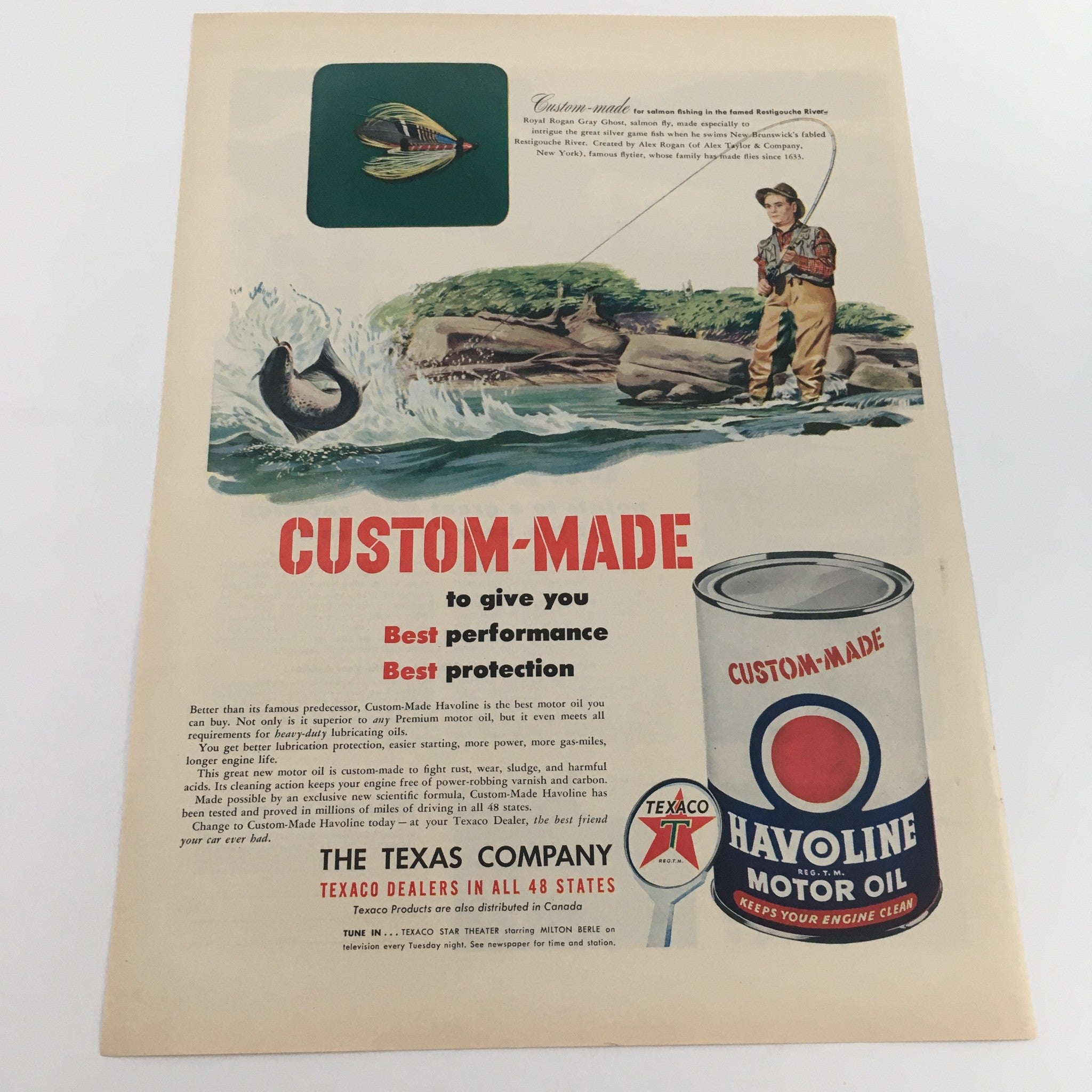 1950 Custom-Made Havoline Motor Oil Texas Company Vintage Print Ad