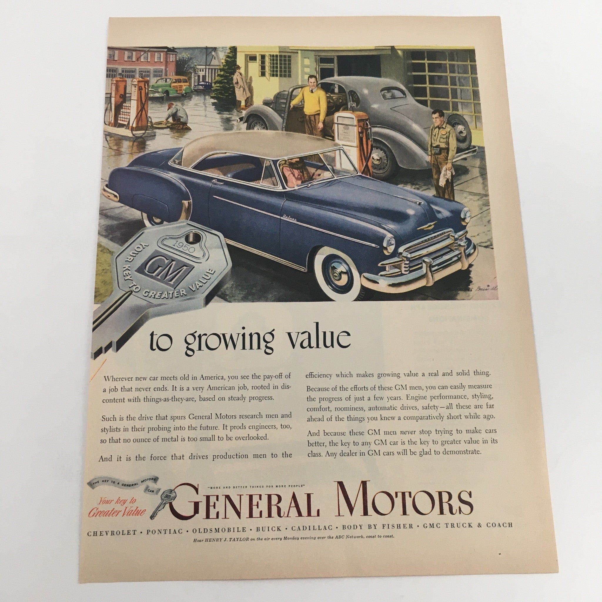 1950 General Motors Chevrolet, Pontiac, Oldsmobile Great Value Vintage Print Ad