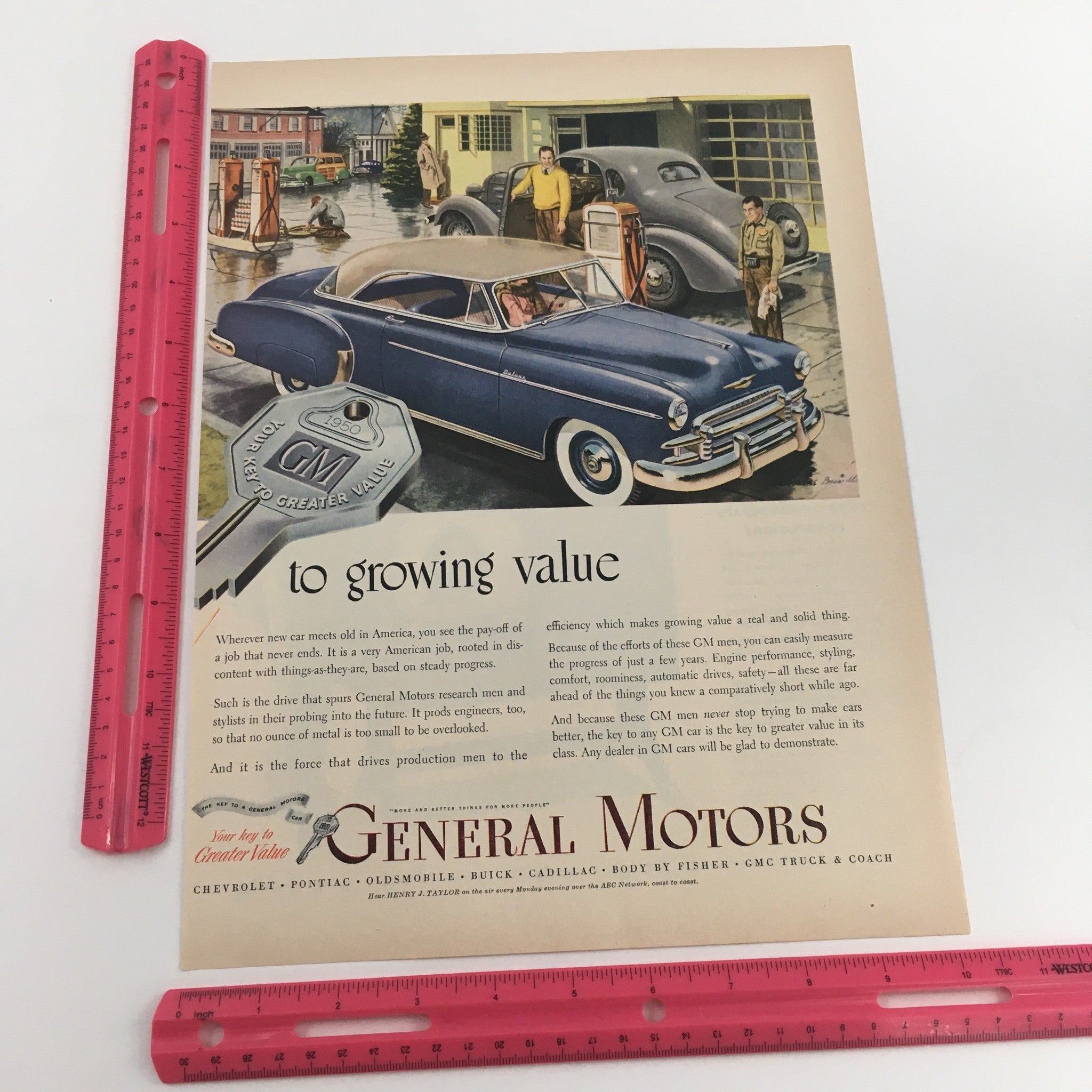 1950 General Motors Chevrolet, Pontiac, Oldsmobile Great Value Vintage Print Ad