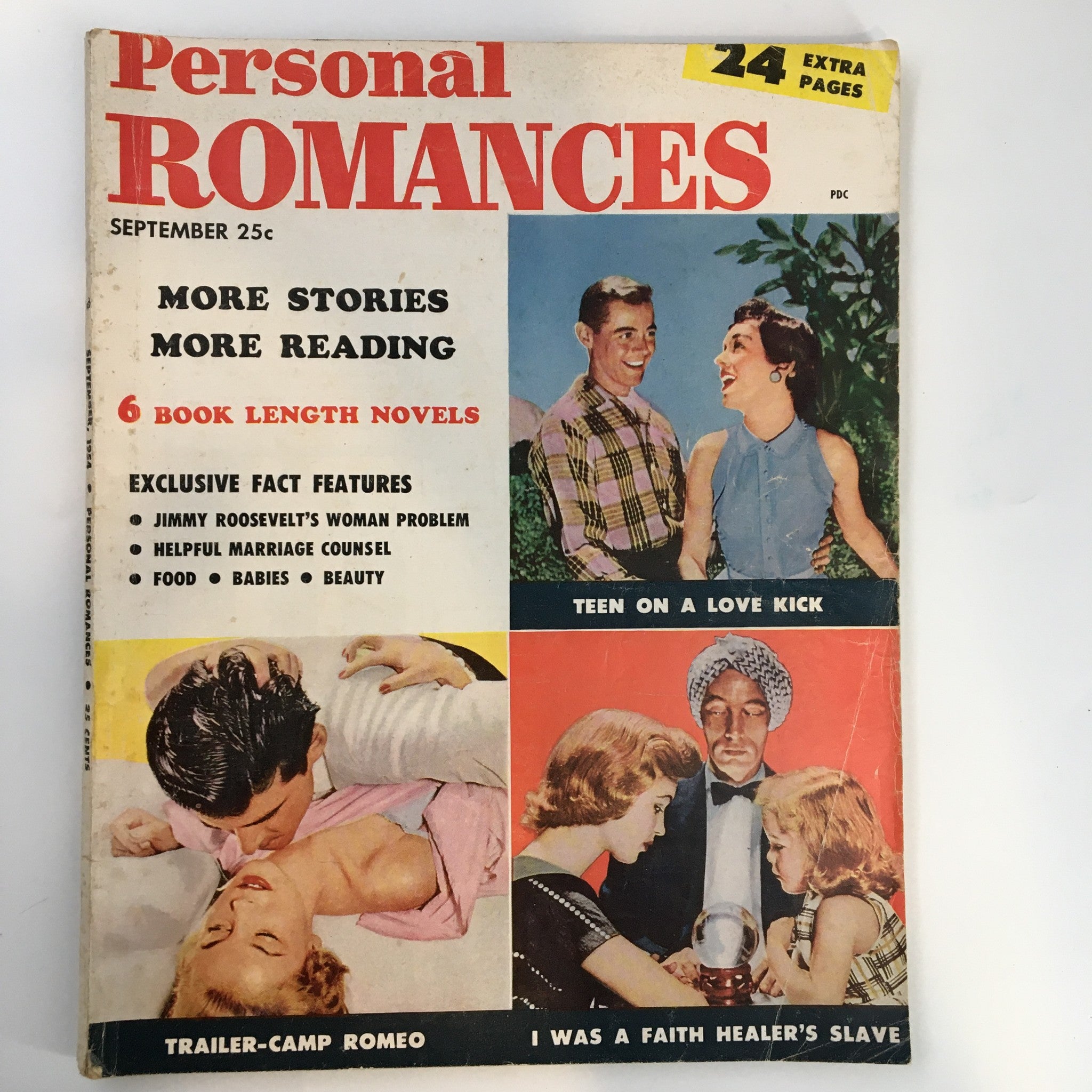 Personal Romances Magazine September 1954 I Was A Faith Healer's Slave No Label