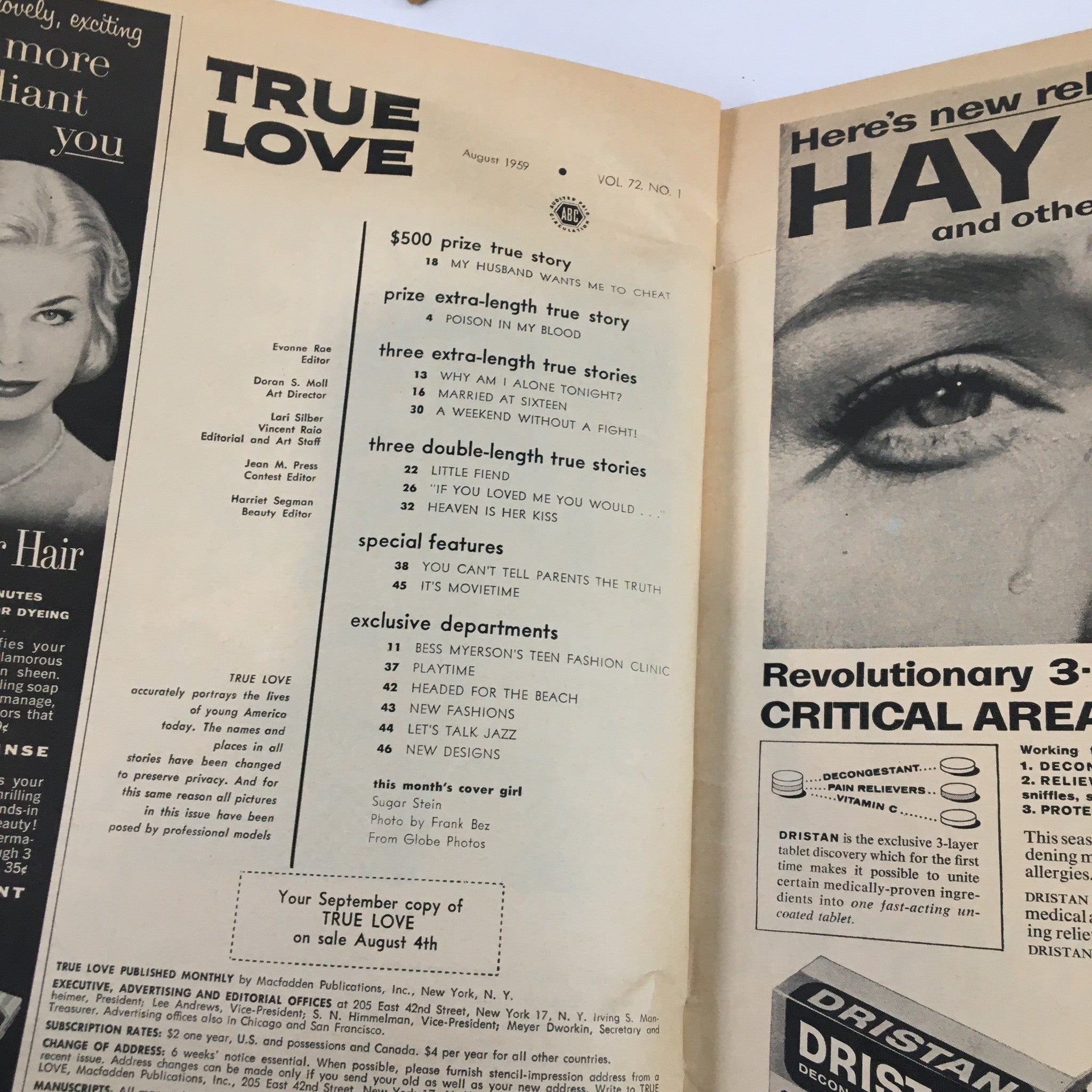 VTG True Love Magazine August 1959 My Husband Wants Me To Cheat No Label