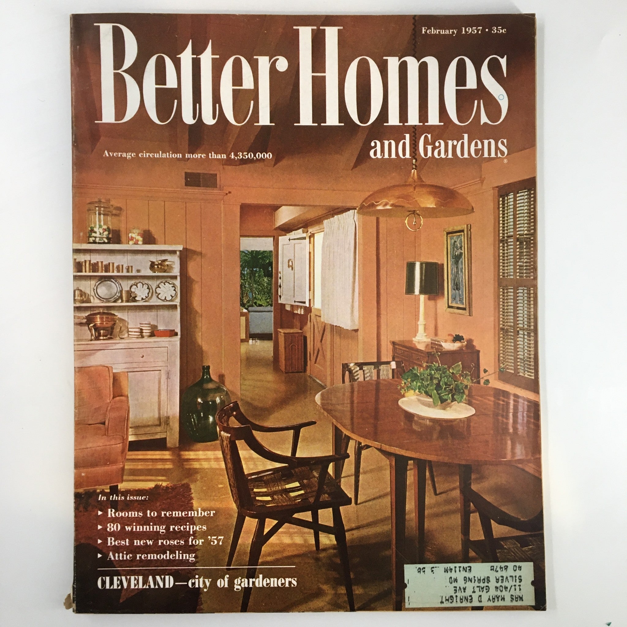 Better Homes & Gardens Magazine February 1957 Cleveland The City of Gardeners