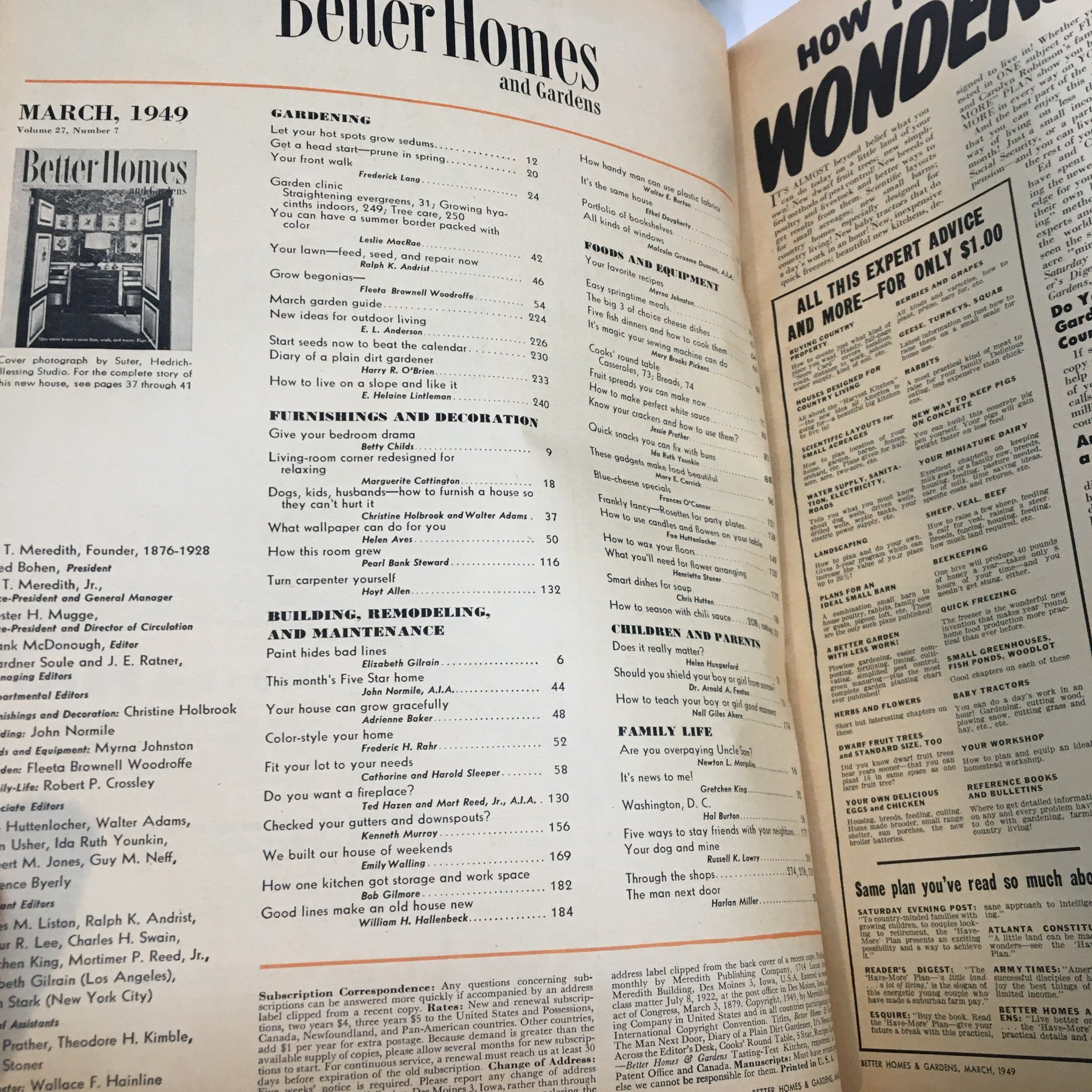 Better Homes & Gardens Magazine March 1949 How To Live on A Slope and Like It