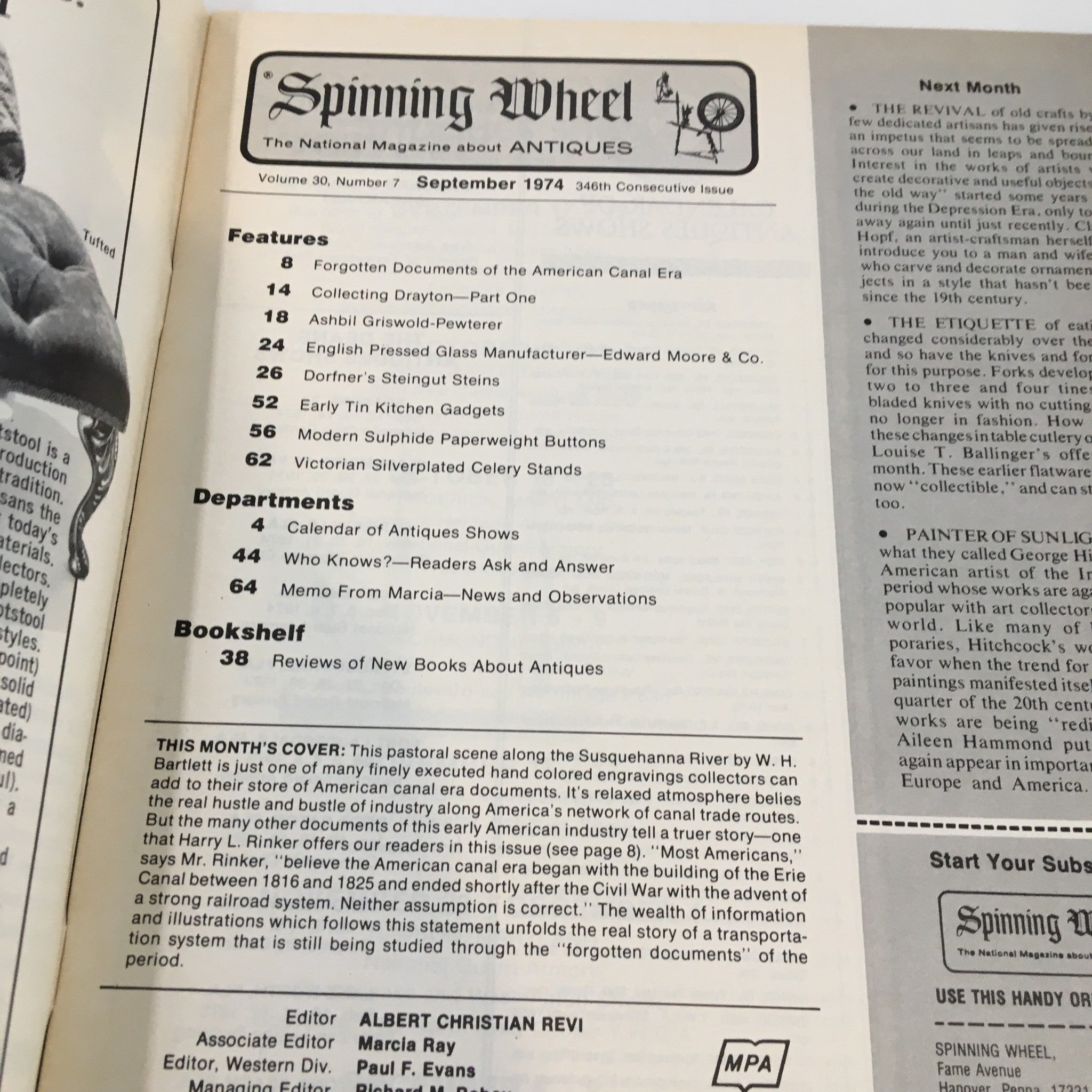 VTG Spinning Wheel Magazine September 1974 Collecting Grace Dayton