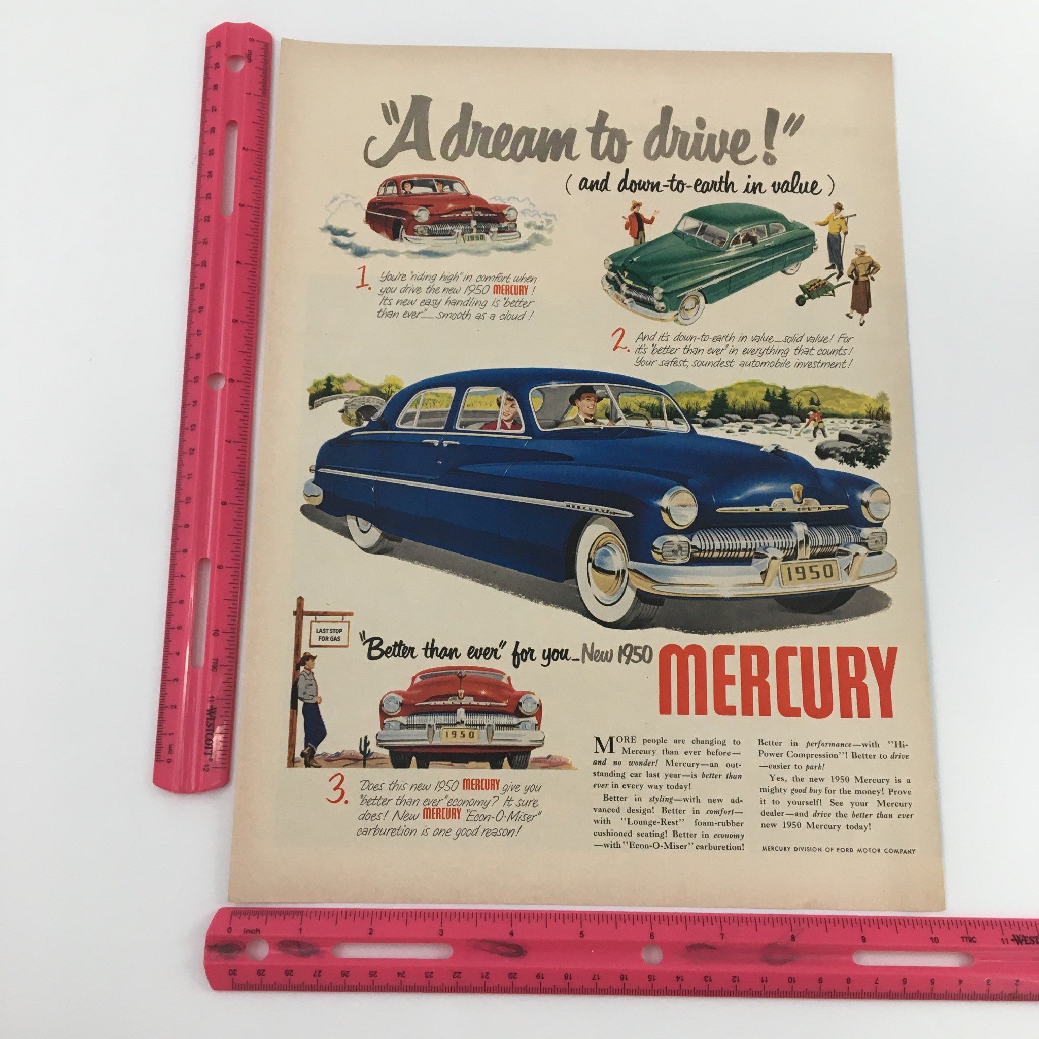 1950 Mercury ‘50 Monterey Coupe E-Con-Miser Car Print Ad