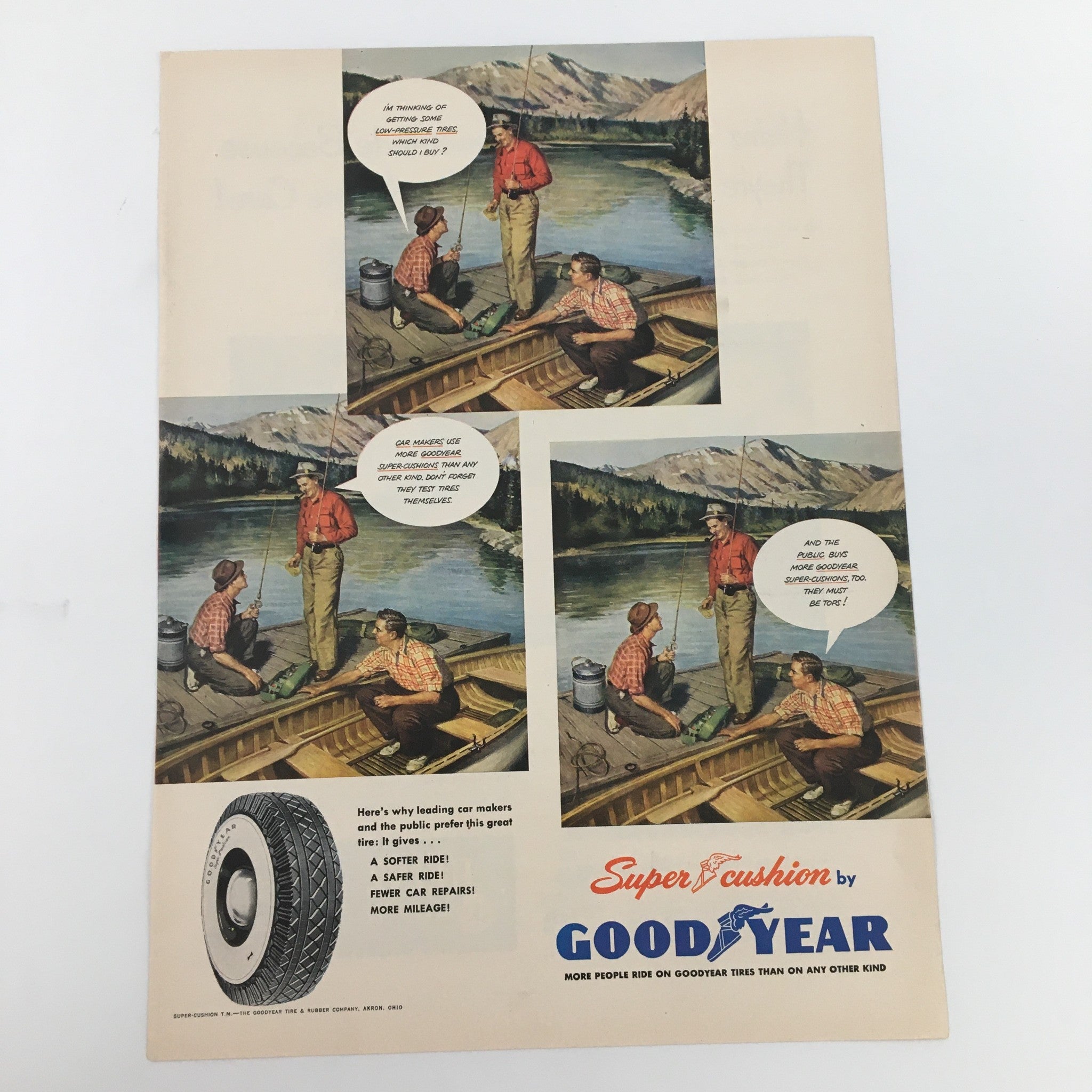 1950 Super Cushion by Goodyear Tire & Rubber Company Vintage Print Ad