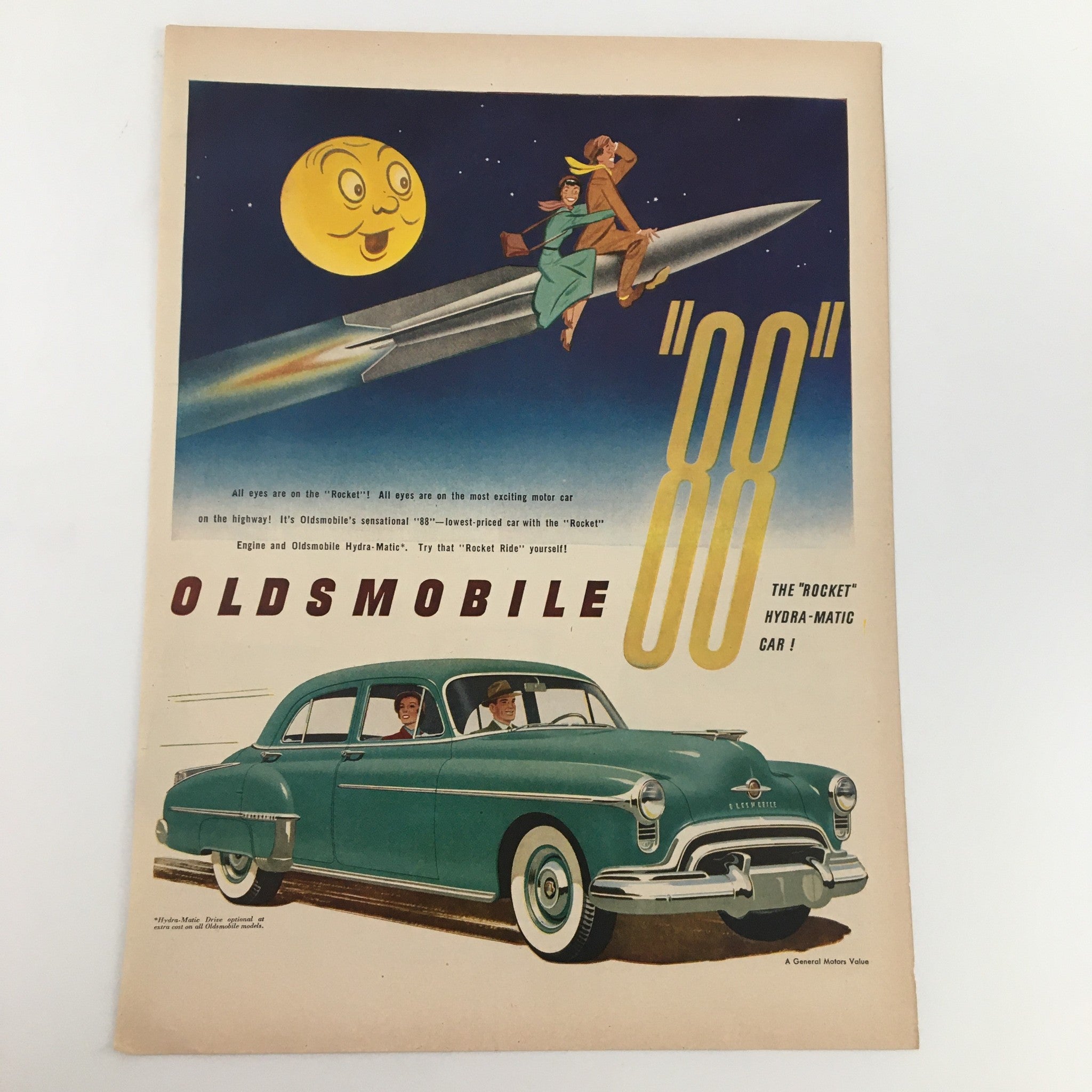 1950 Oldsmobile 88 The Rocket Hydra-Matic Car Vintage Print Ad