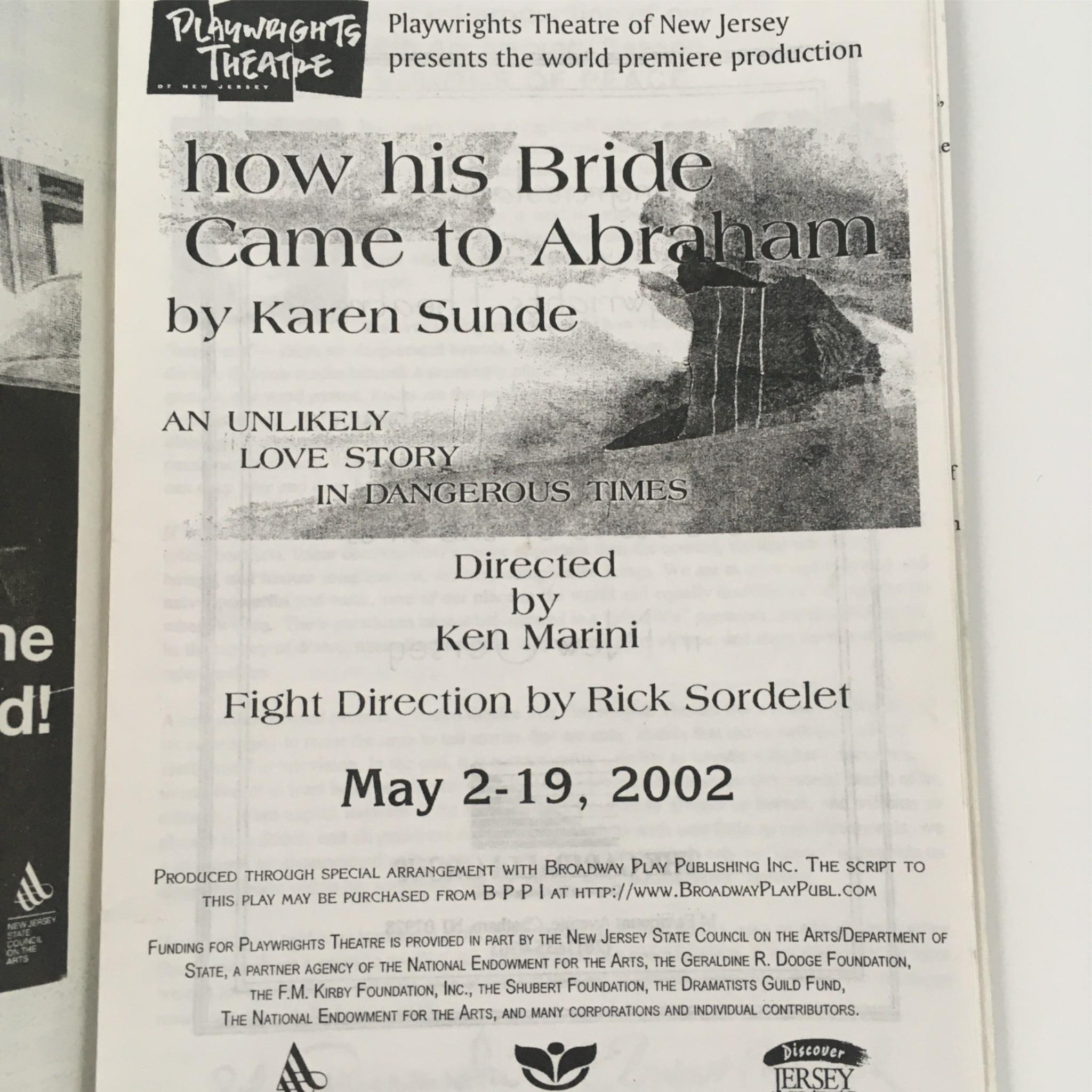 2002 How His Bride Came To Abraham by Karen Sunde with Playwrights Theatre