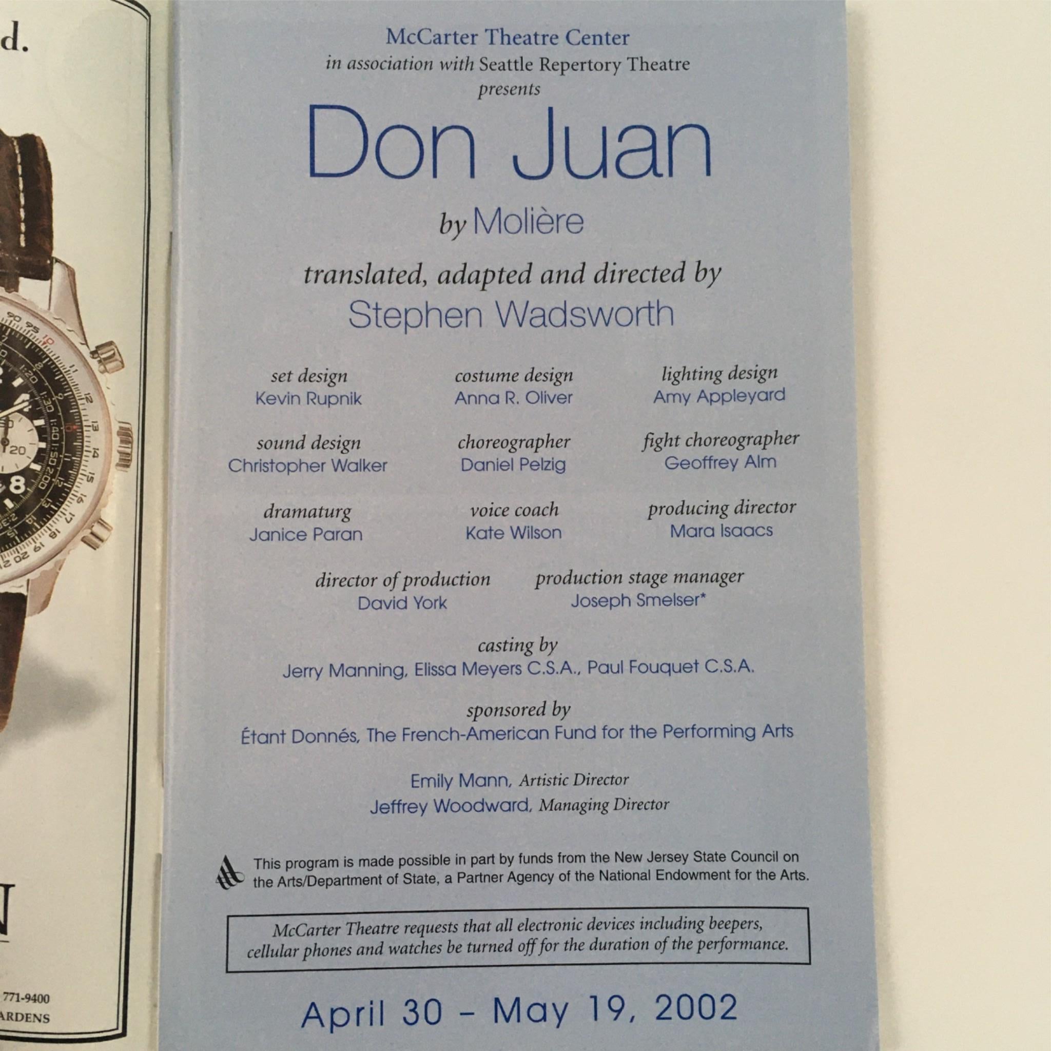 2002 Don Juan by Moliere, Stephen Wadsworth at McCarter Theatre Center