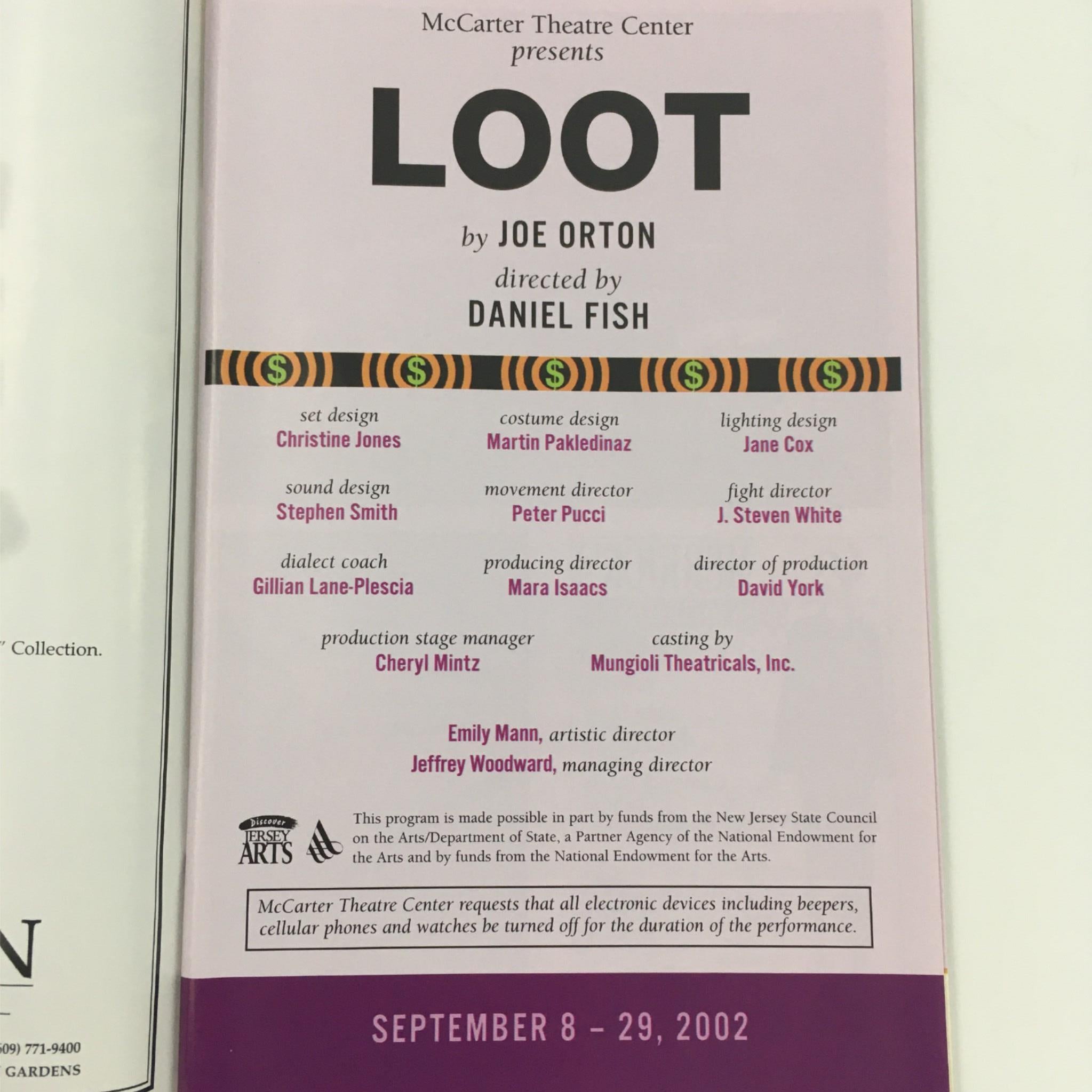 2002 Loot at McCarter Theatre Center by Joe Orton, Daniel Fish