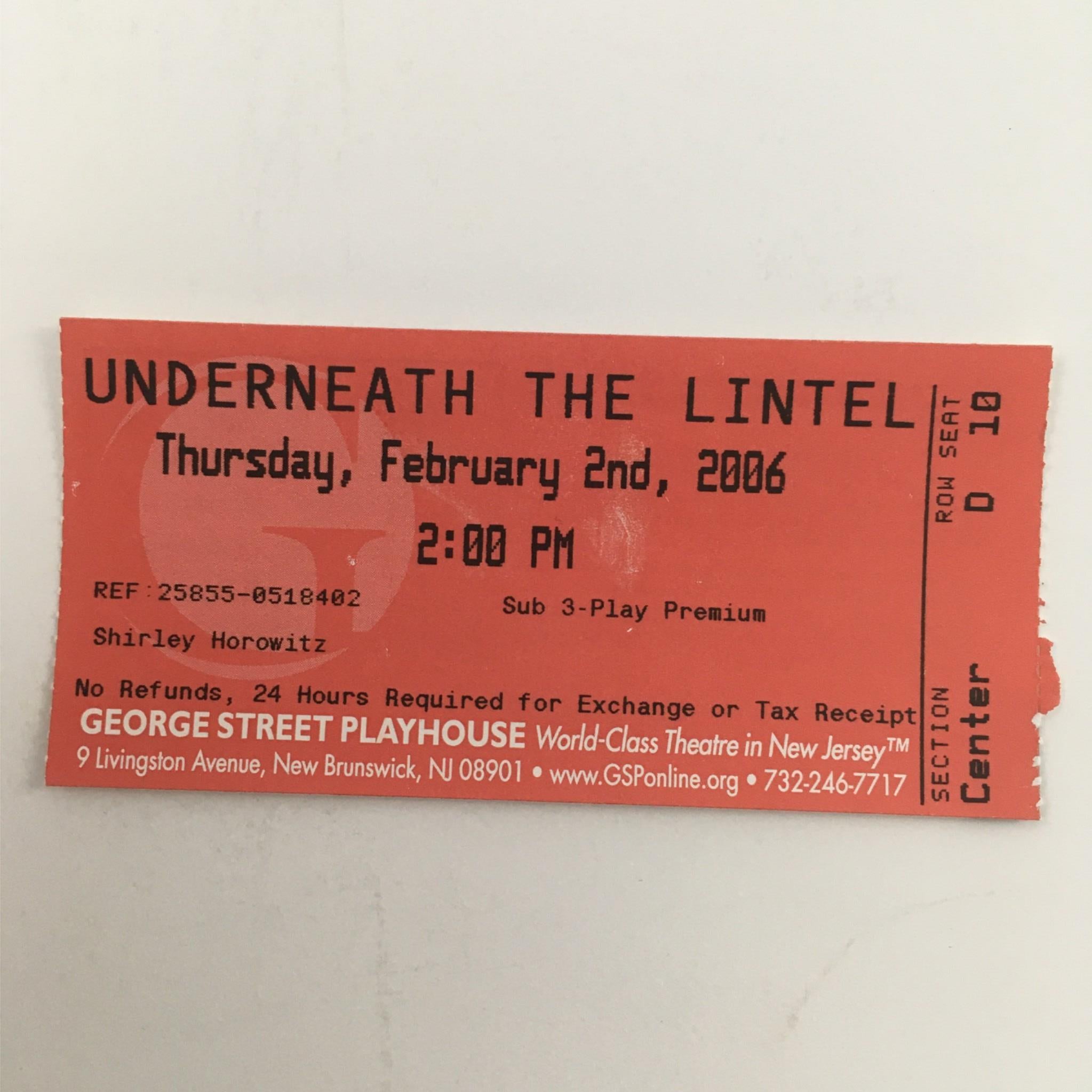 2006 Underneath the Lintel at George Street Playhouse by Glen Beger Maria Mileaf