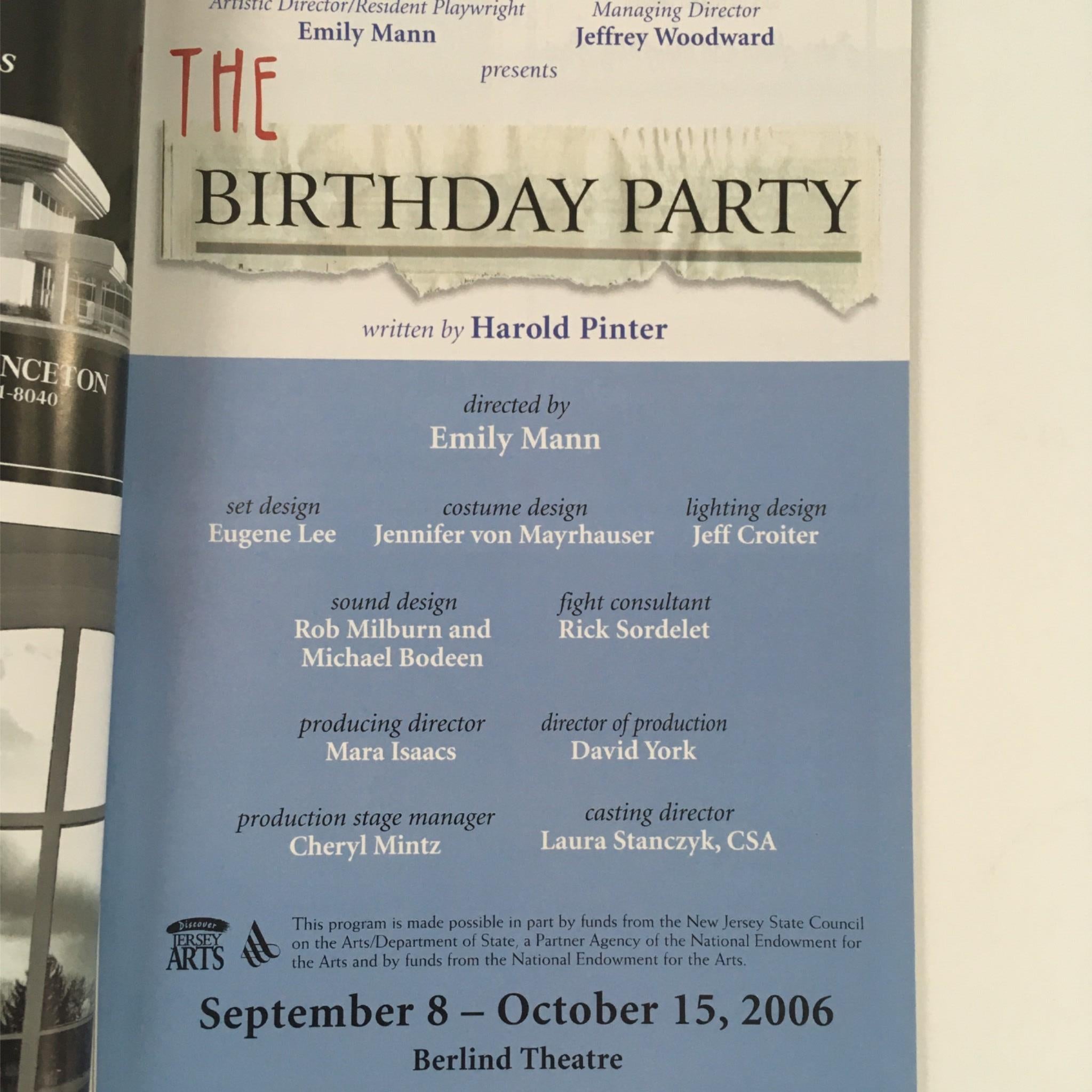 2006 the Birthday Party at Berlind Theatre by Harold Pinter, Emily Mann