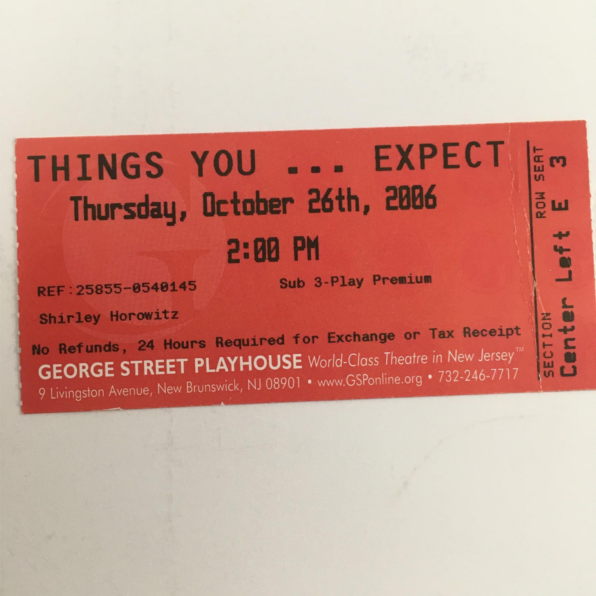 2006 The Things You Least Expect at George Street Playhouse by Joan Vail Thorne