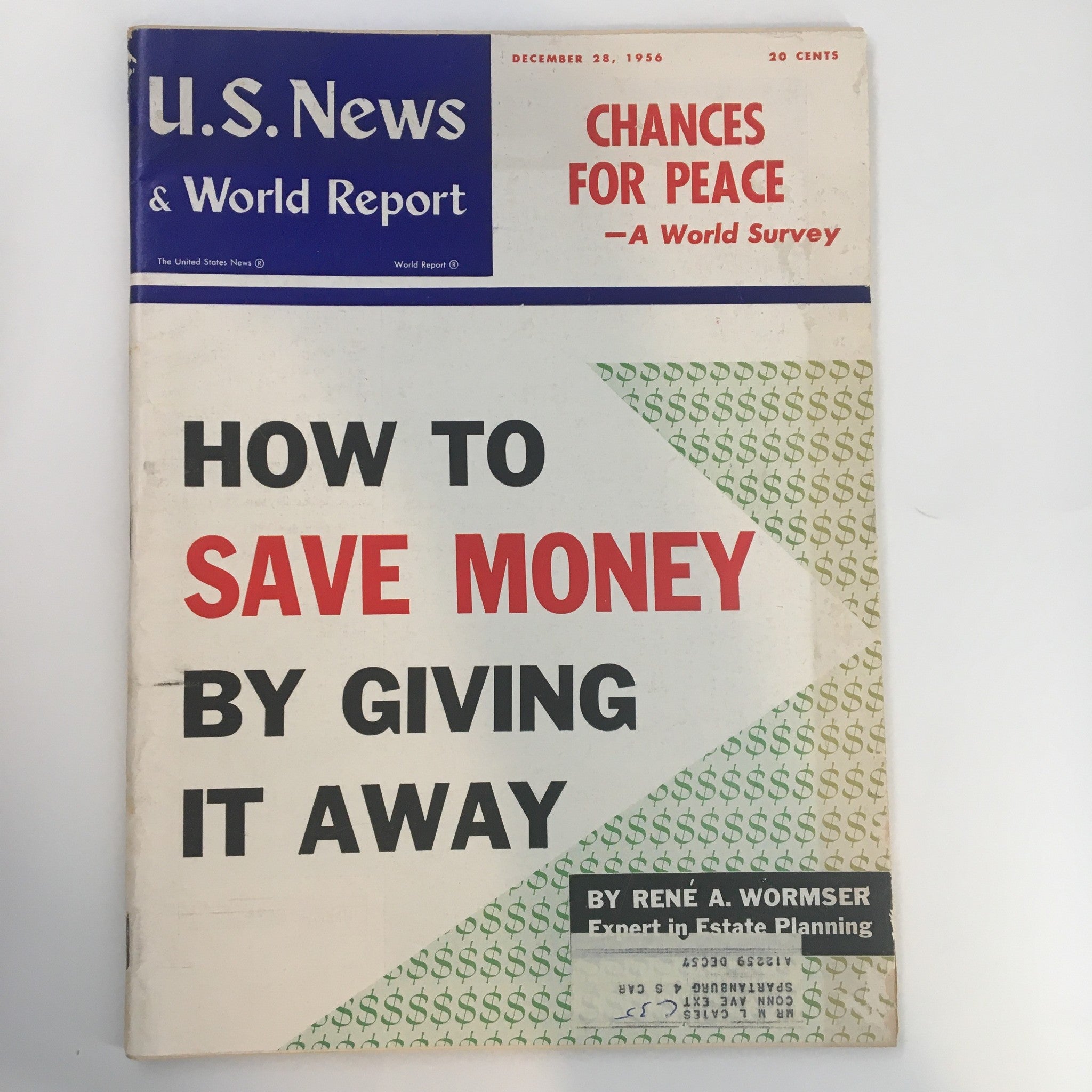 US News & World Report Magazine December 28 1956 Chances For Peace World Survey