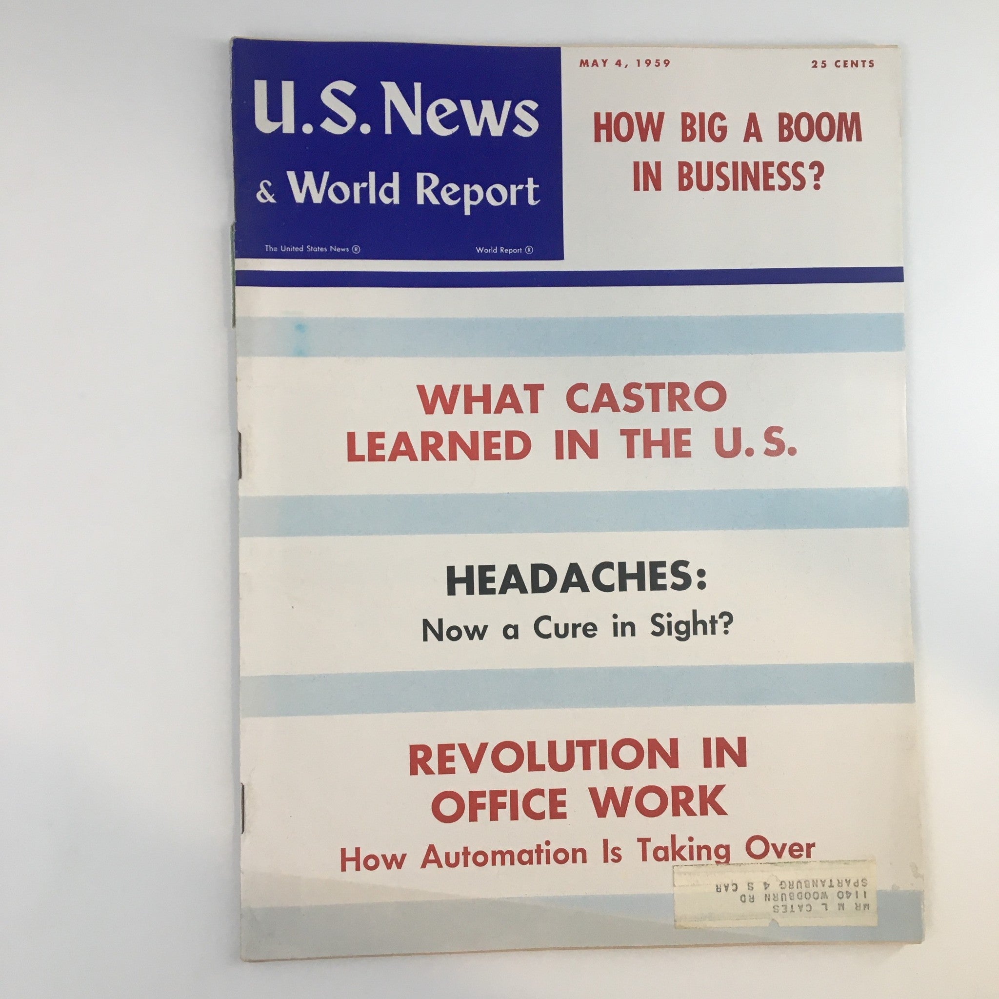 US News & World Report Magazine May 4 1959 What Castro Learned in the U.S.