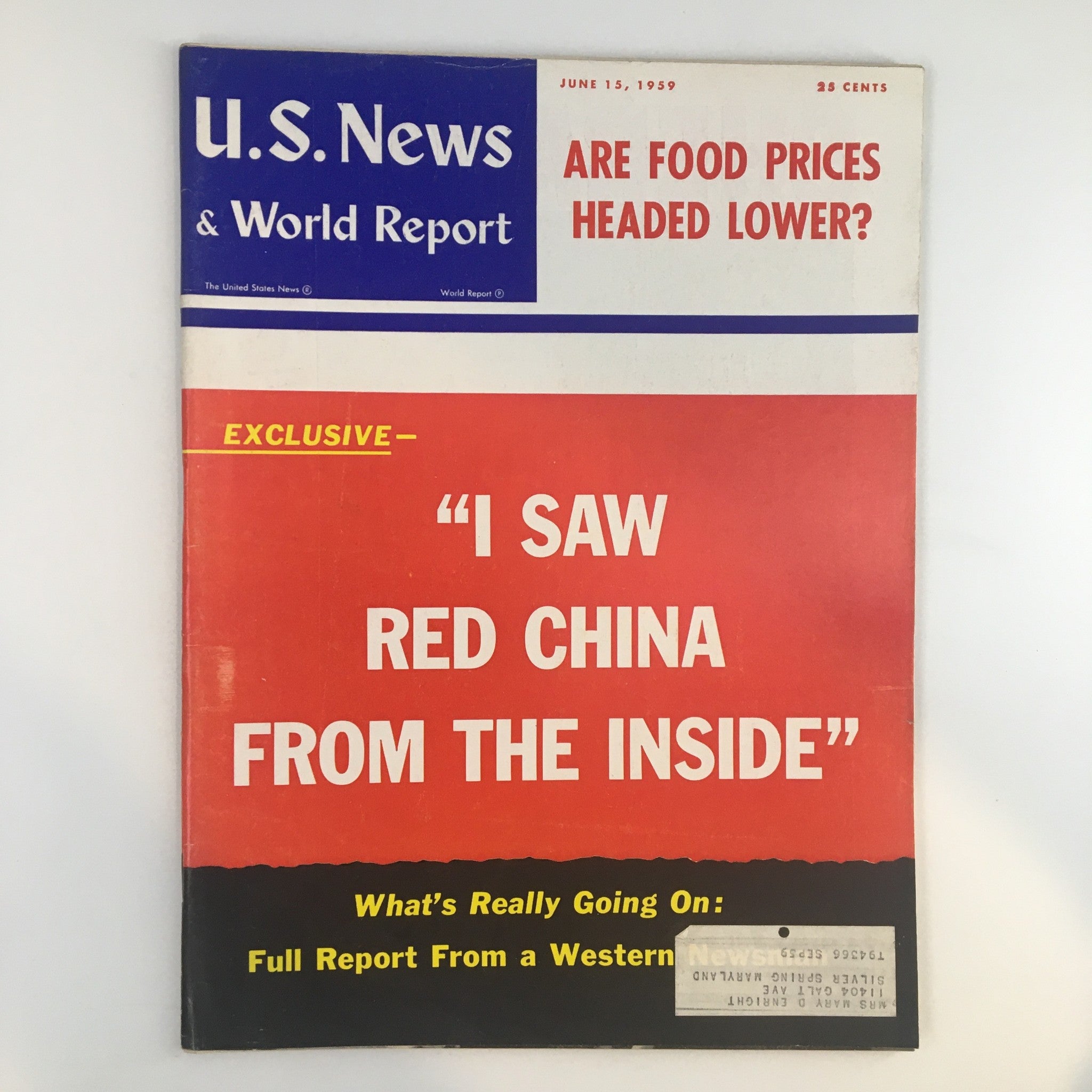 US News & World Report Magazine June 15 1959 I Saw Red China from the Inside