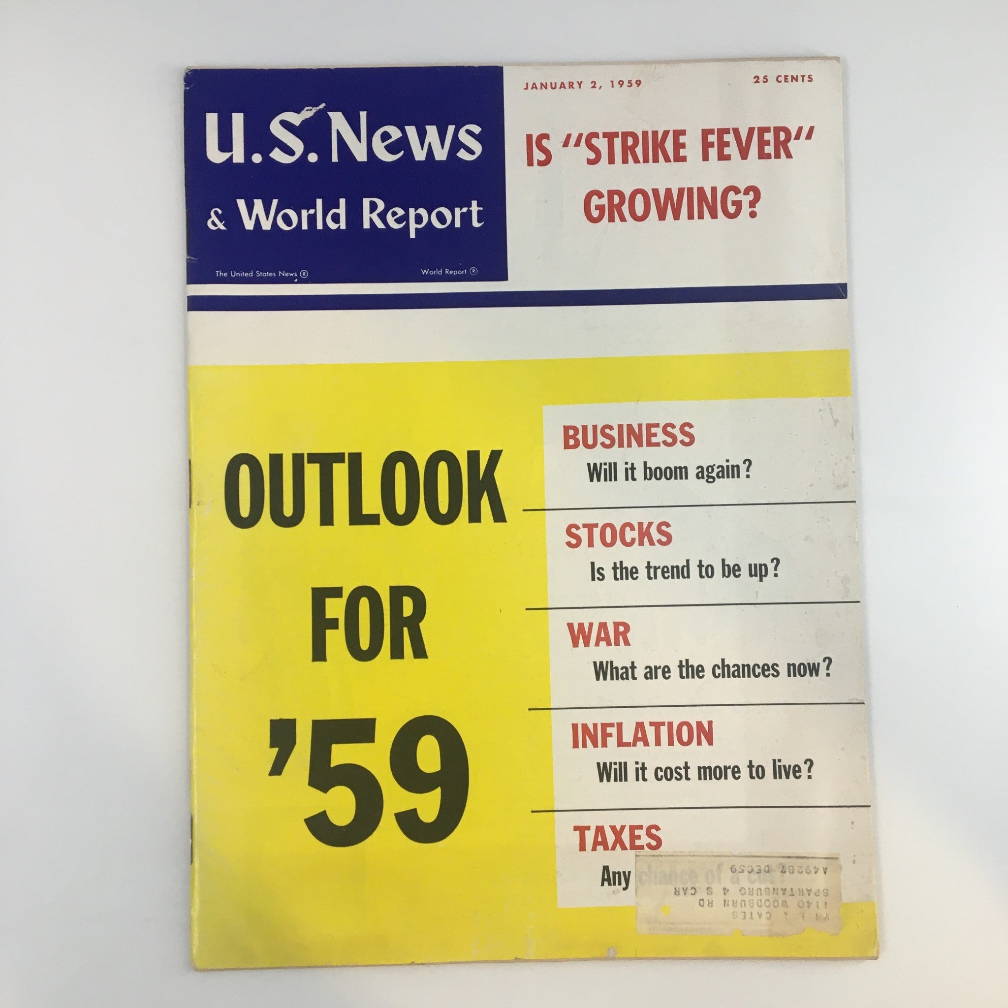 US News & World Report Magazine January 2 1959 Is "Strike Fever" Growing