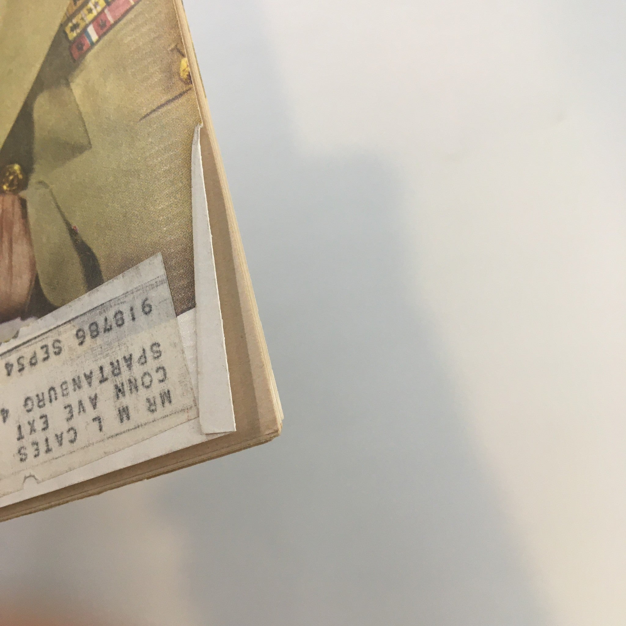 Close-up of the spine detail from the US News & World Report Magazine dated June 18, 1954, highlighting its historical features and condition.
