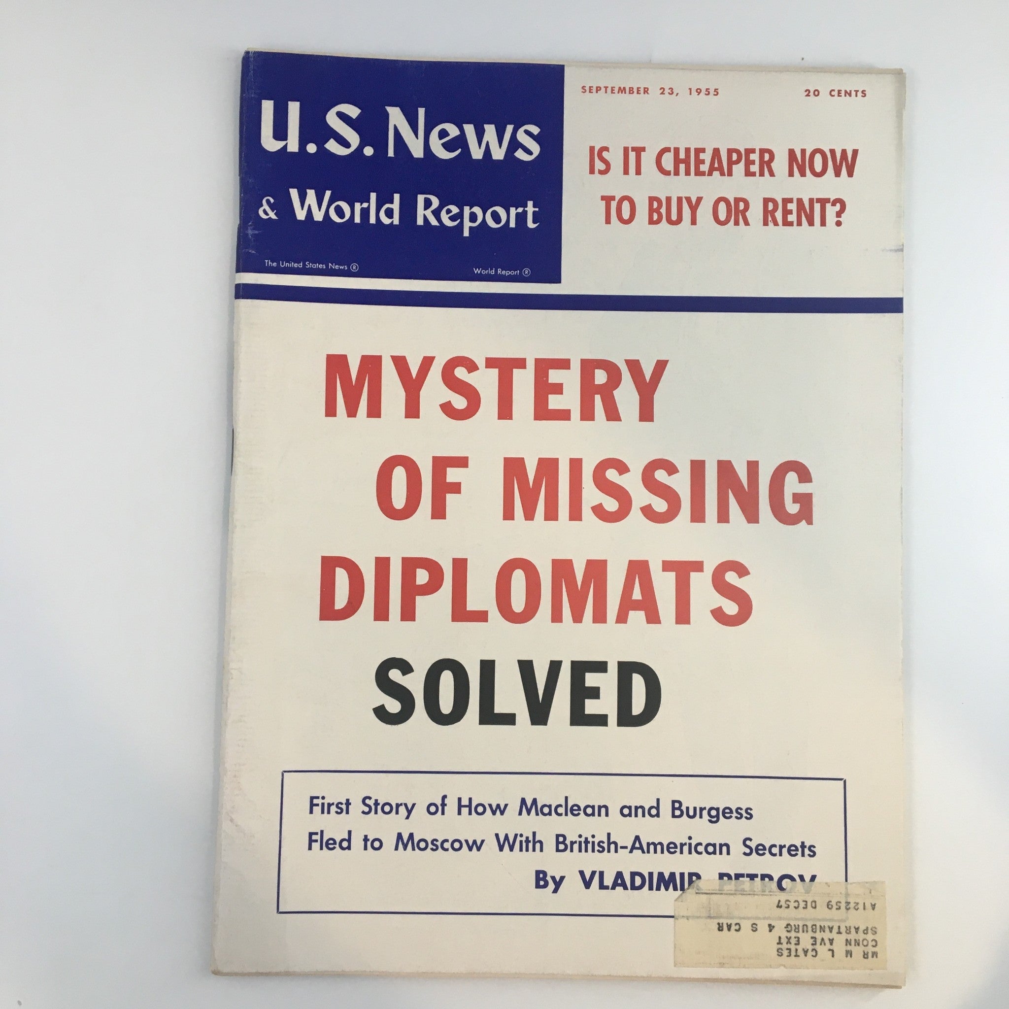 US News & World Report Magazine September 23 1955 Mystery of Missing Diplomats