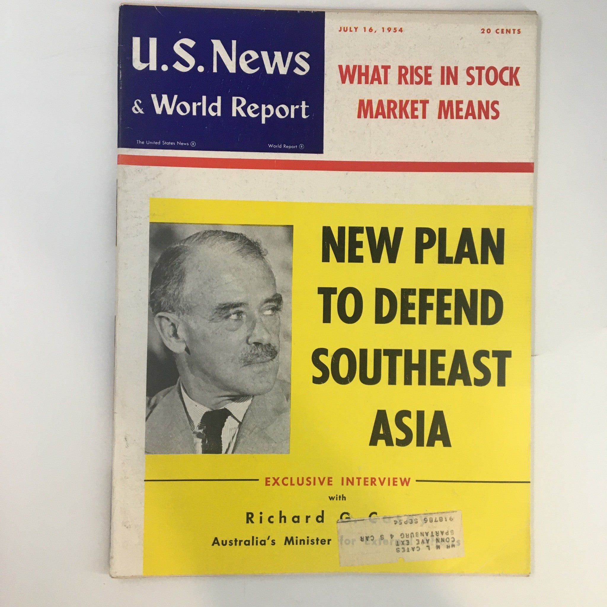 US News & World Report Magazine July 16 1954 New Plan to Defend Southeast Asia