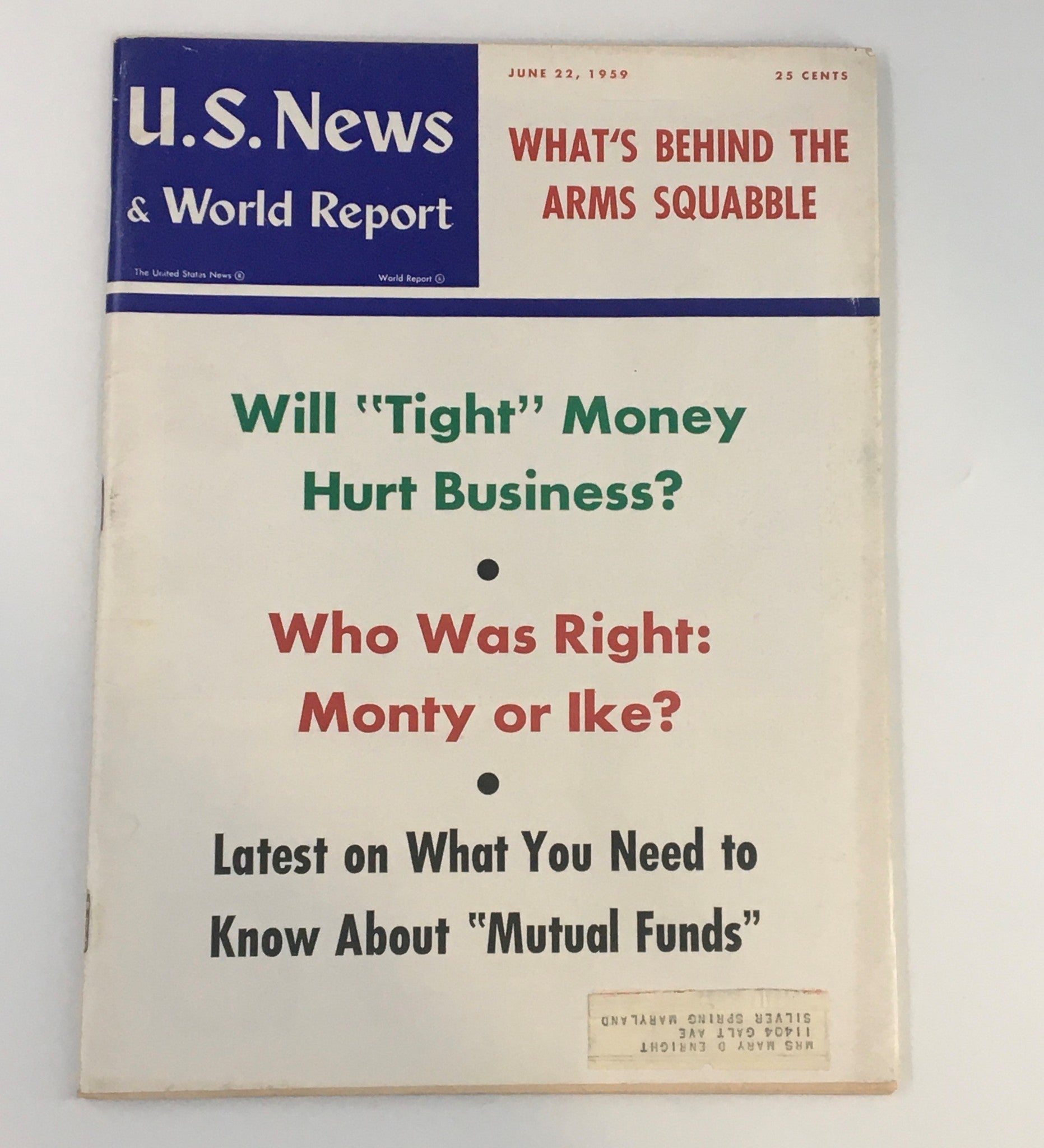 US News & World Report Magazine June 22 1959 What's Behind The Arms Squabble