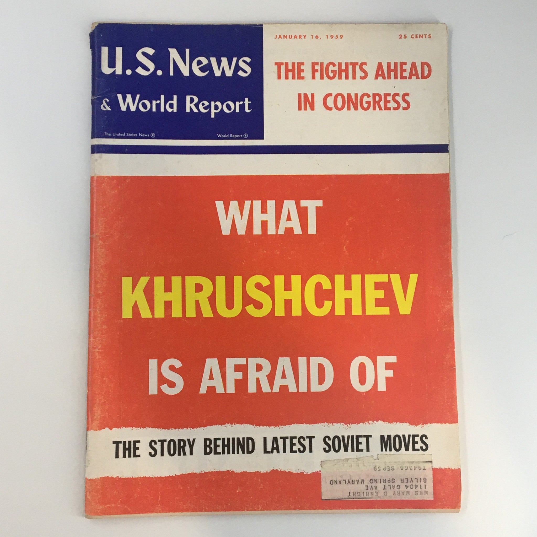 US News & World Report Magazine January 16 1959 What Khrushchev is Afraid Off