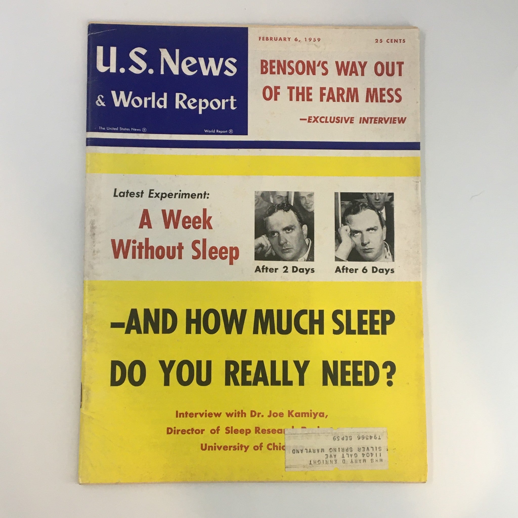 US News & World Report Magazine February 6 1959 A Week Without Sleep