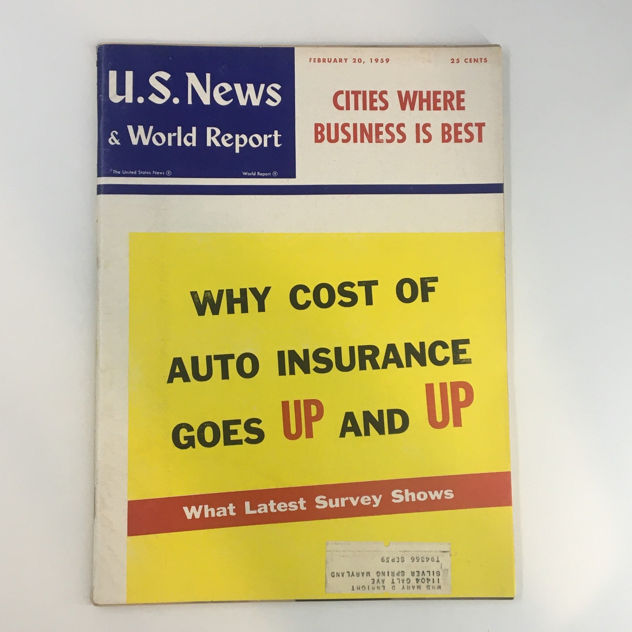 US News & World Report Magazine February 20 1959 Cities Where Business is Best