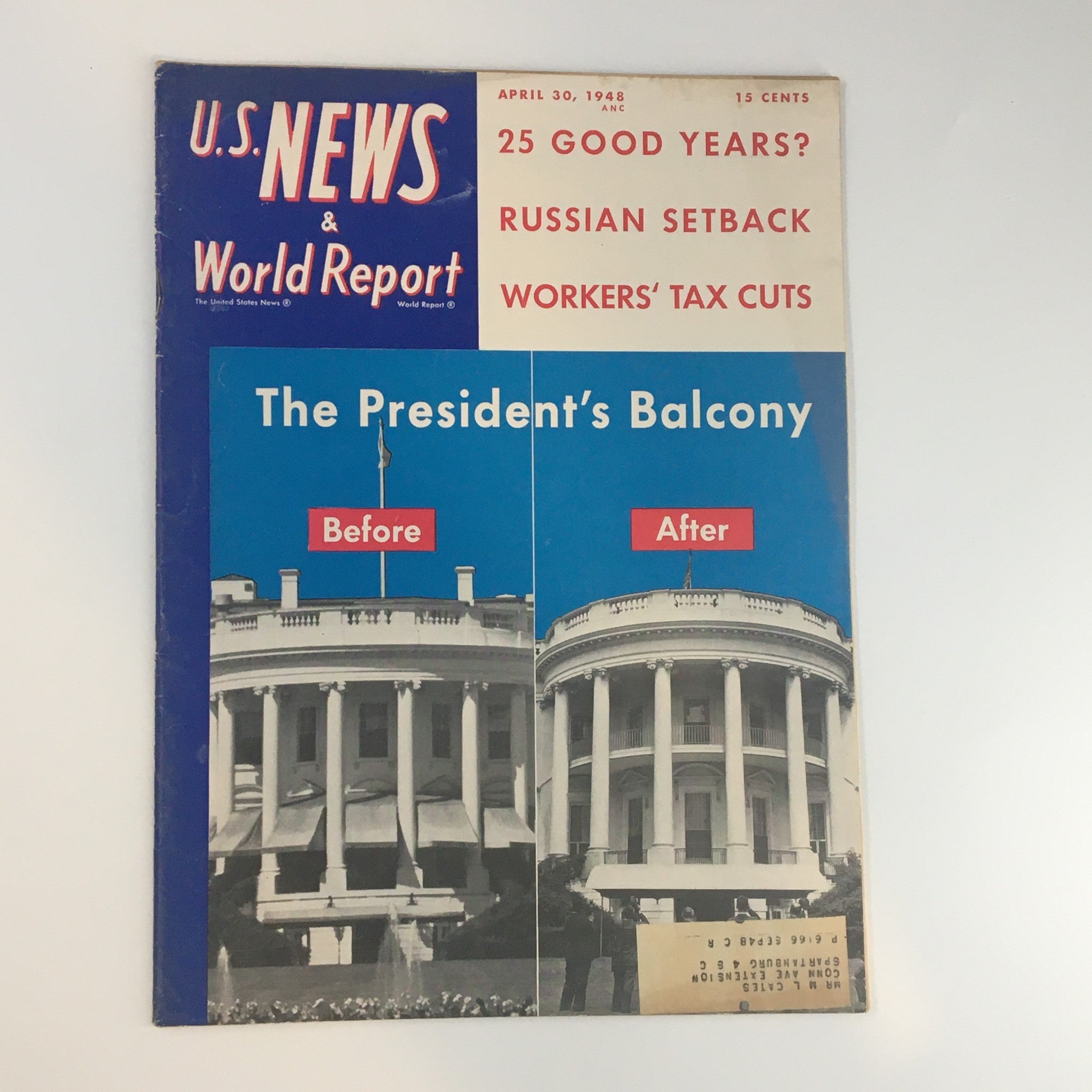 U.S. News & World Report Magazine April 30 1948 The President's Balcony