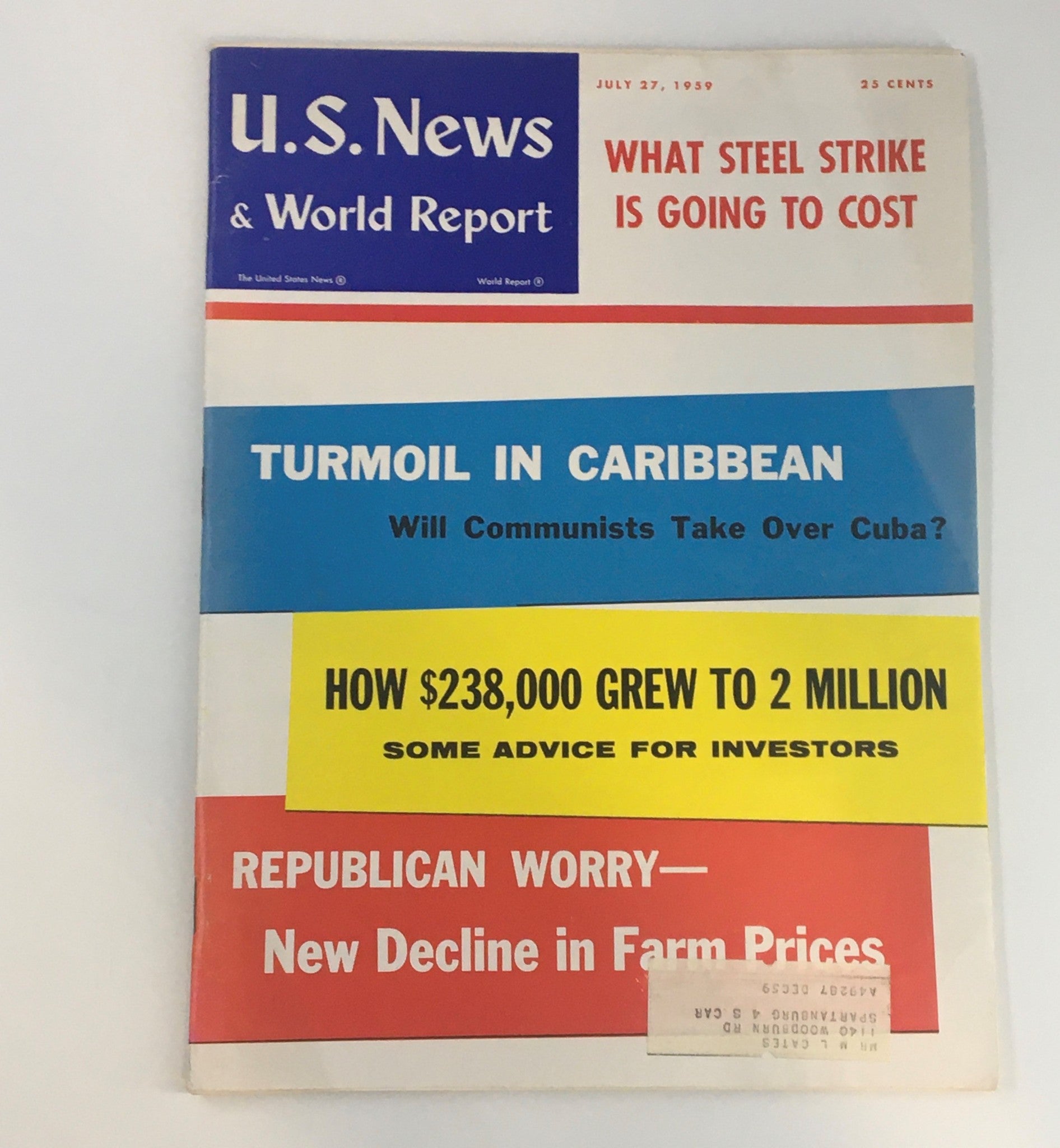 U.S. News & World Report Magazine July 27 1959 The Turmoil in Caribbean