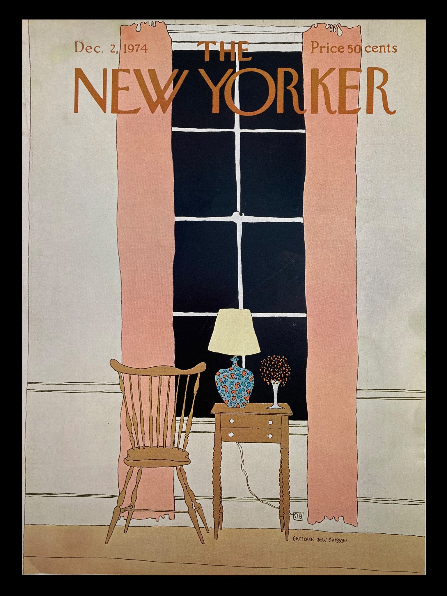 COVER ONLY The New Yorker December 2 1974 Table & Chair by Gretchen Dow Simpson