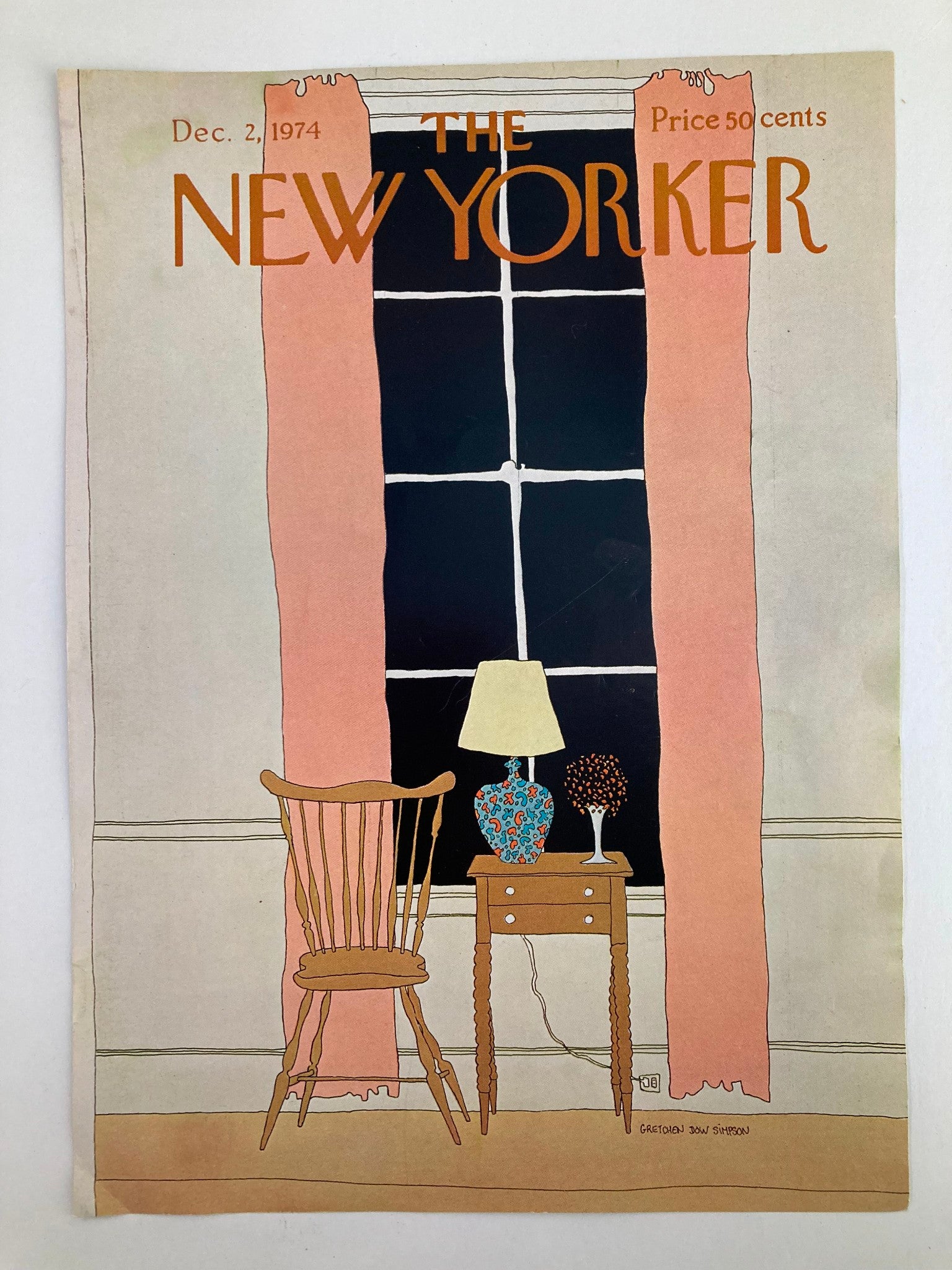 COVER ONLY The New Yorker December 2 1974 Table & Chair by Gretchen Dow Simpson