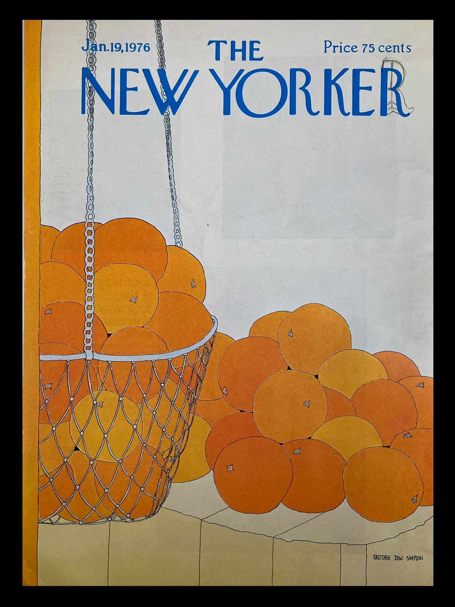 COVER ONLY The New Yorker January 19 1976 Oranges by Gretchen Dow Simpson