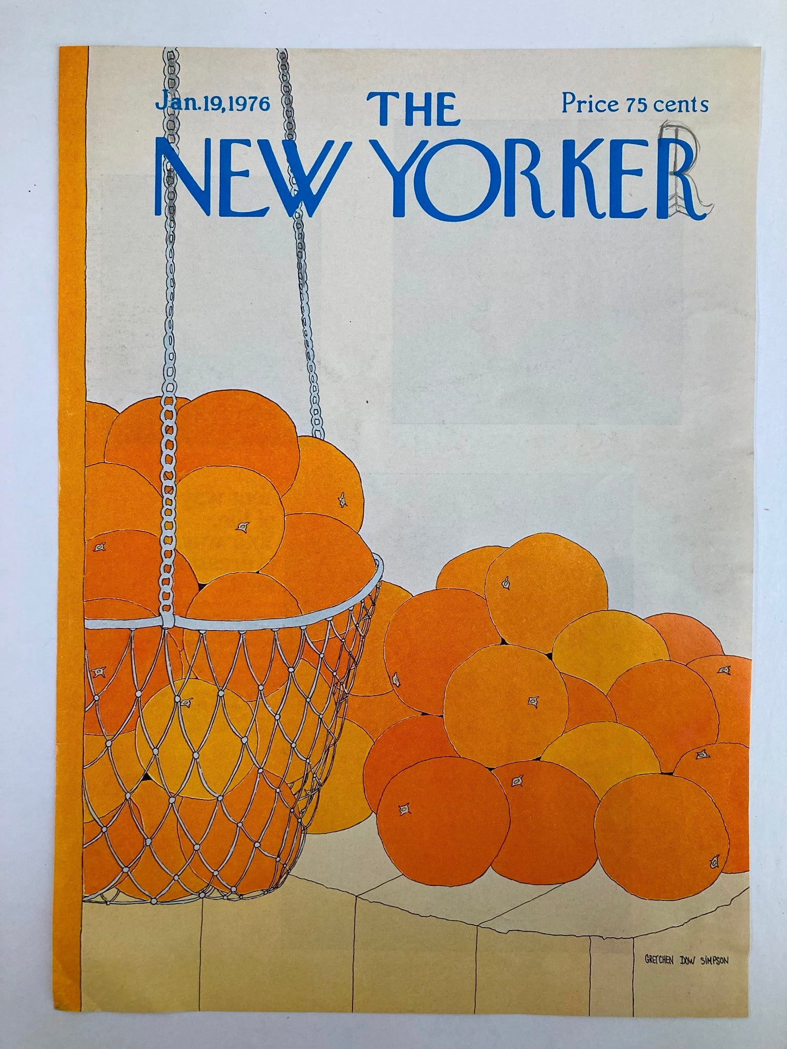 COVER ONLY The New Yorker January 19 1976 Oranges by Gretchen Dow Simpson