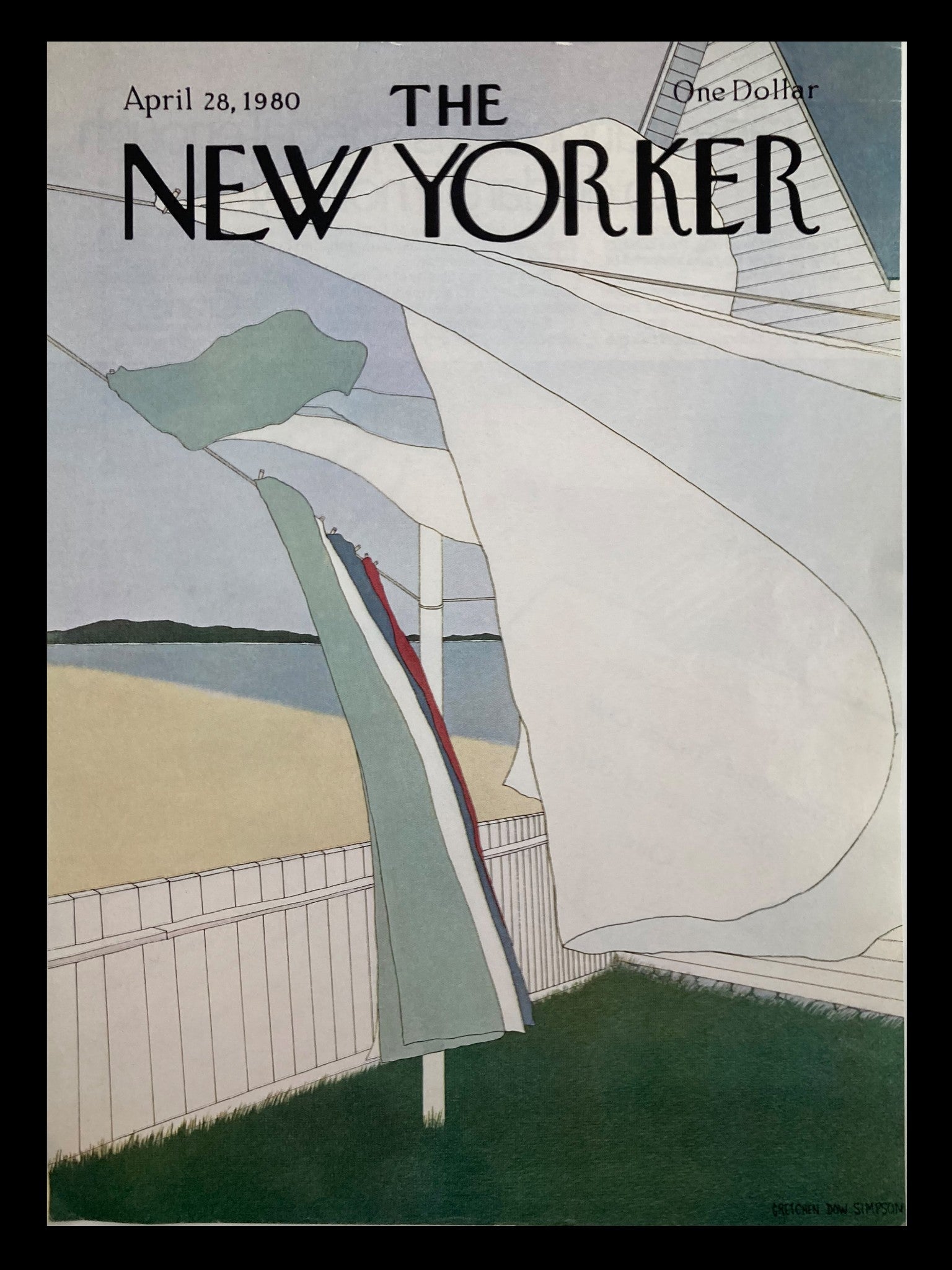 COVER ONLY The New Yorker April 28 1980 Laundry Day by Gretchen Dow Simpson