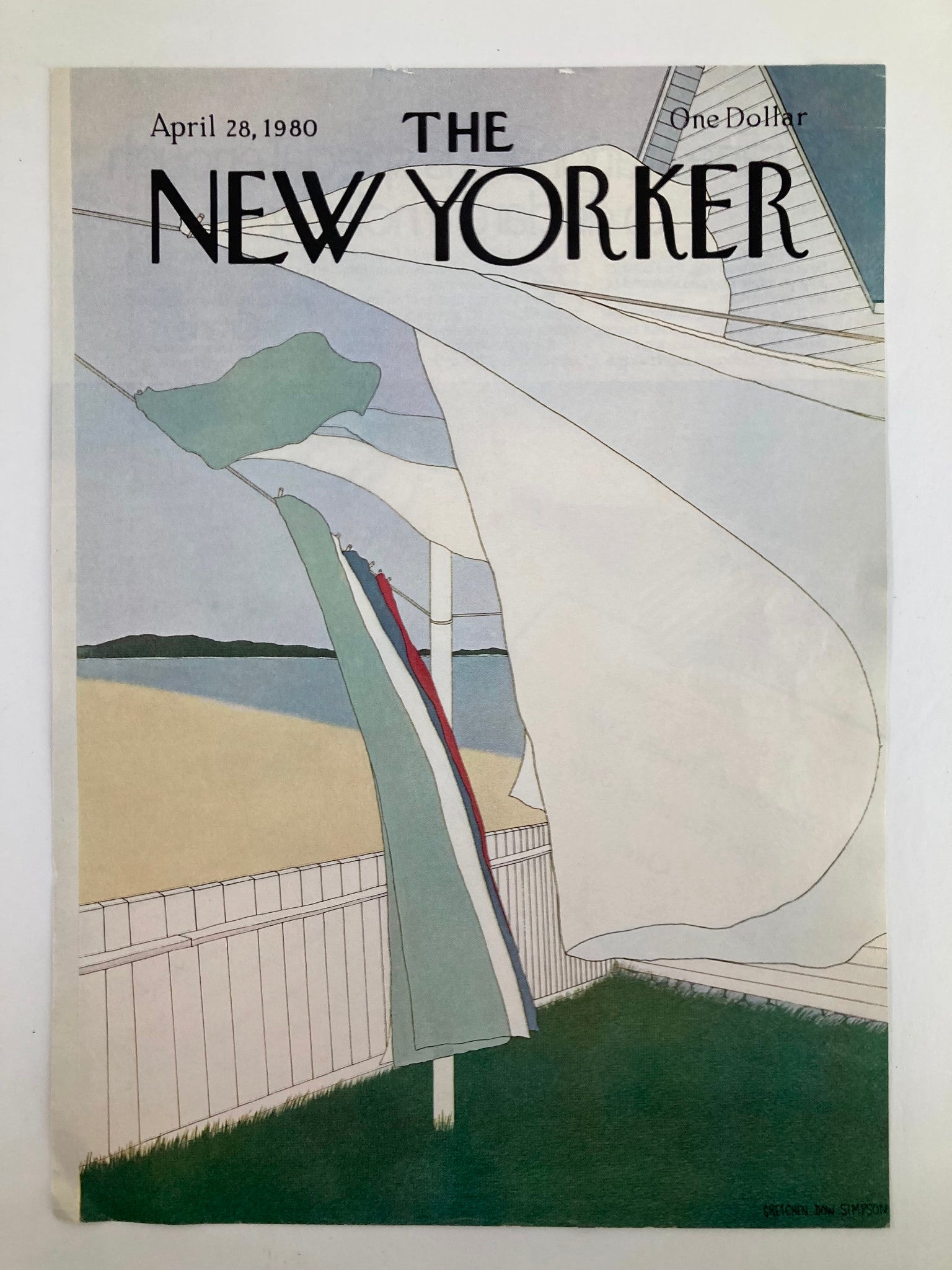 COVER ONLY The New Yorker April 28 1980 Laundry Day by Gretchen Dow Simpson