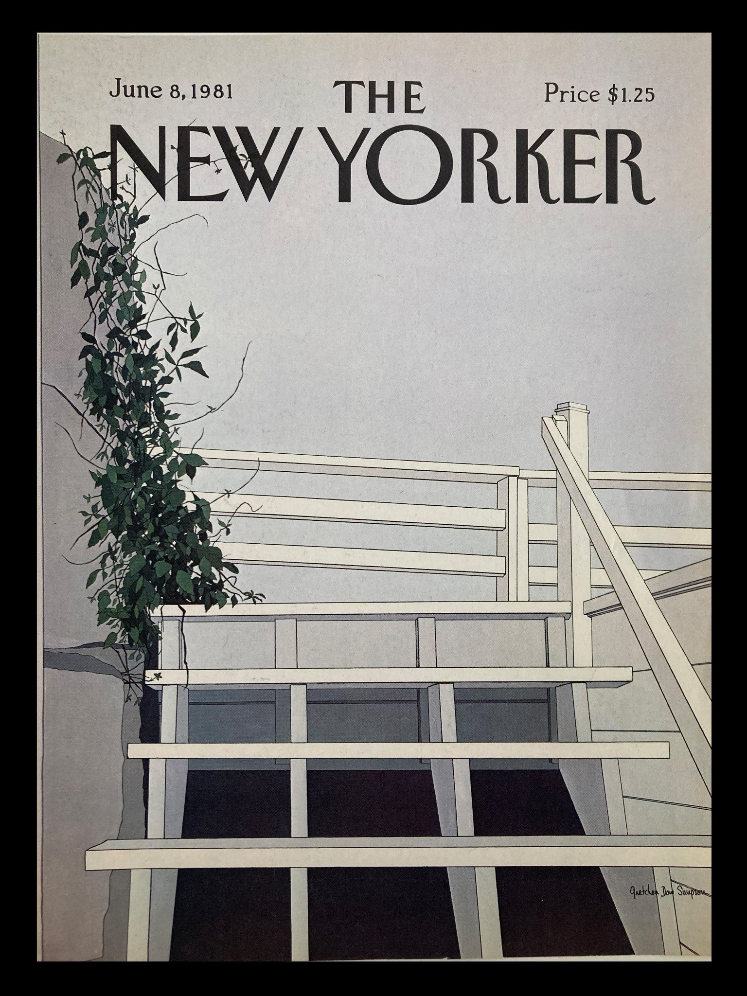 COVER ONLY The New Yorker June 8 1981 White Stairs by Gretchen Dow Simpson