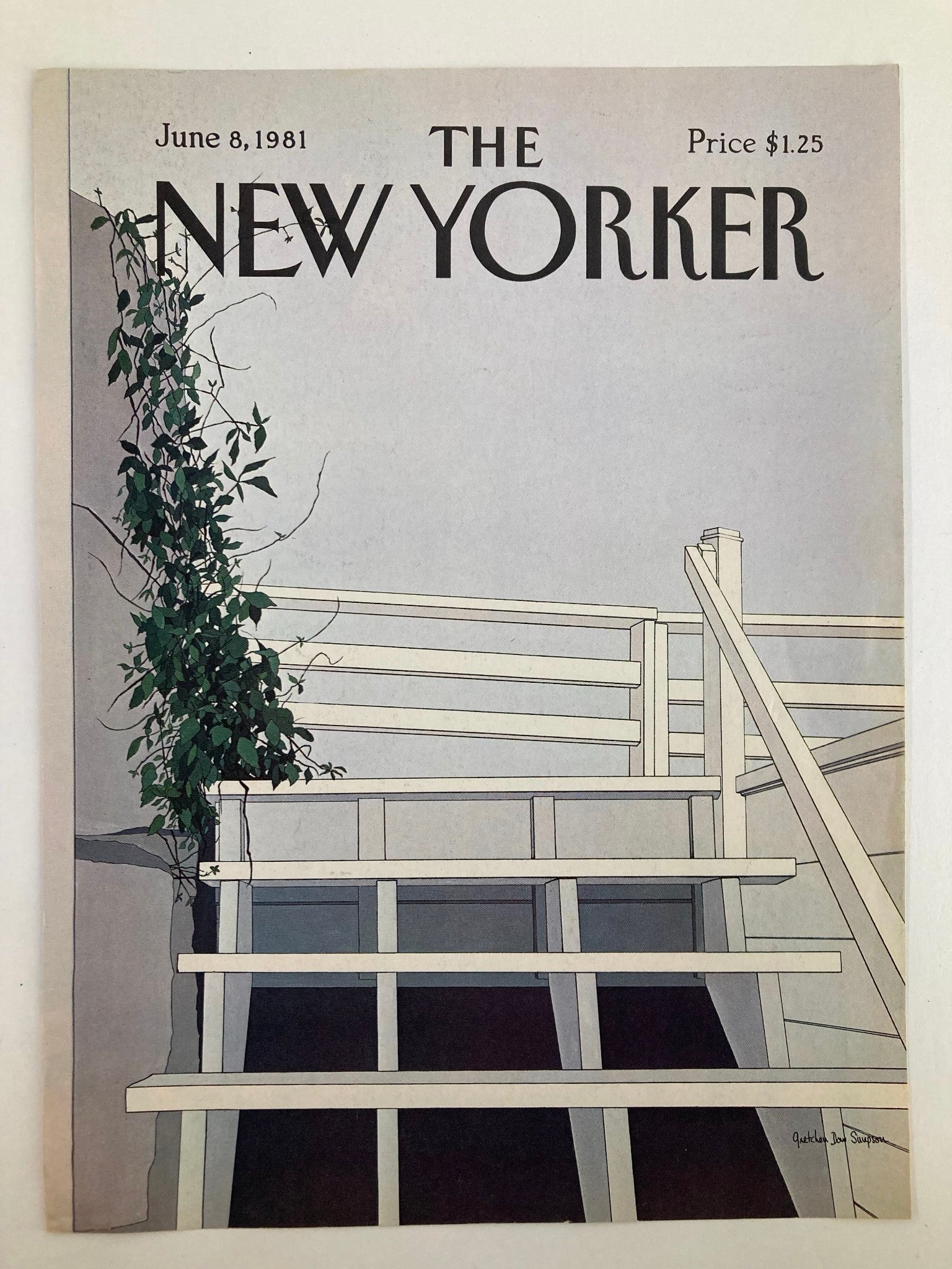 COVER ONLY The New Yorker June 8 1981 White Stairs by Gretchen Dow Simpson