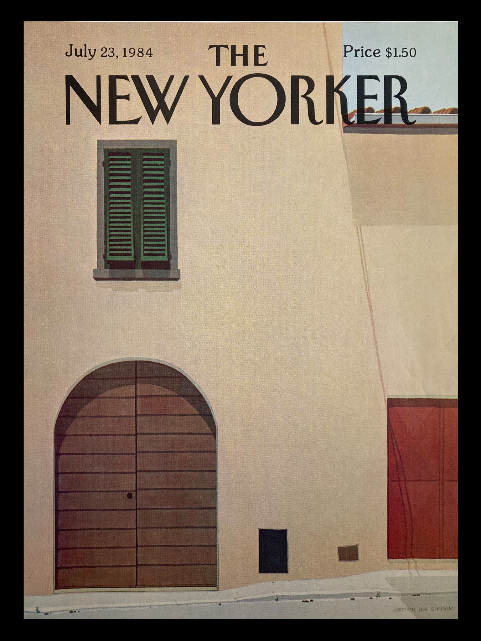 COVER ONLY The New Yorker July 23 1984 Curved Brown Door by Gretchen Dow Simpson