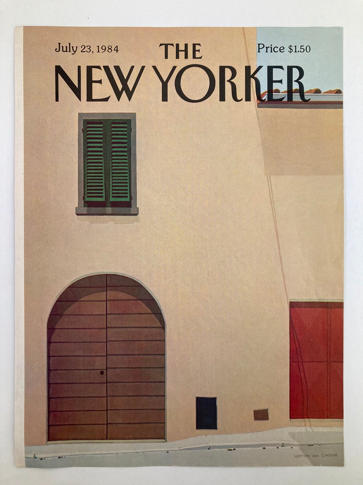 COVER ONLY The New Yorker July 23 1984 Curved Brown Door by Gretchen Dow Simpson