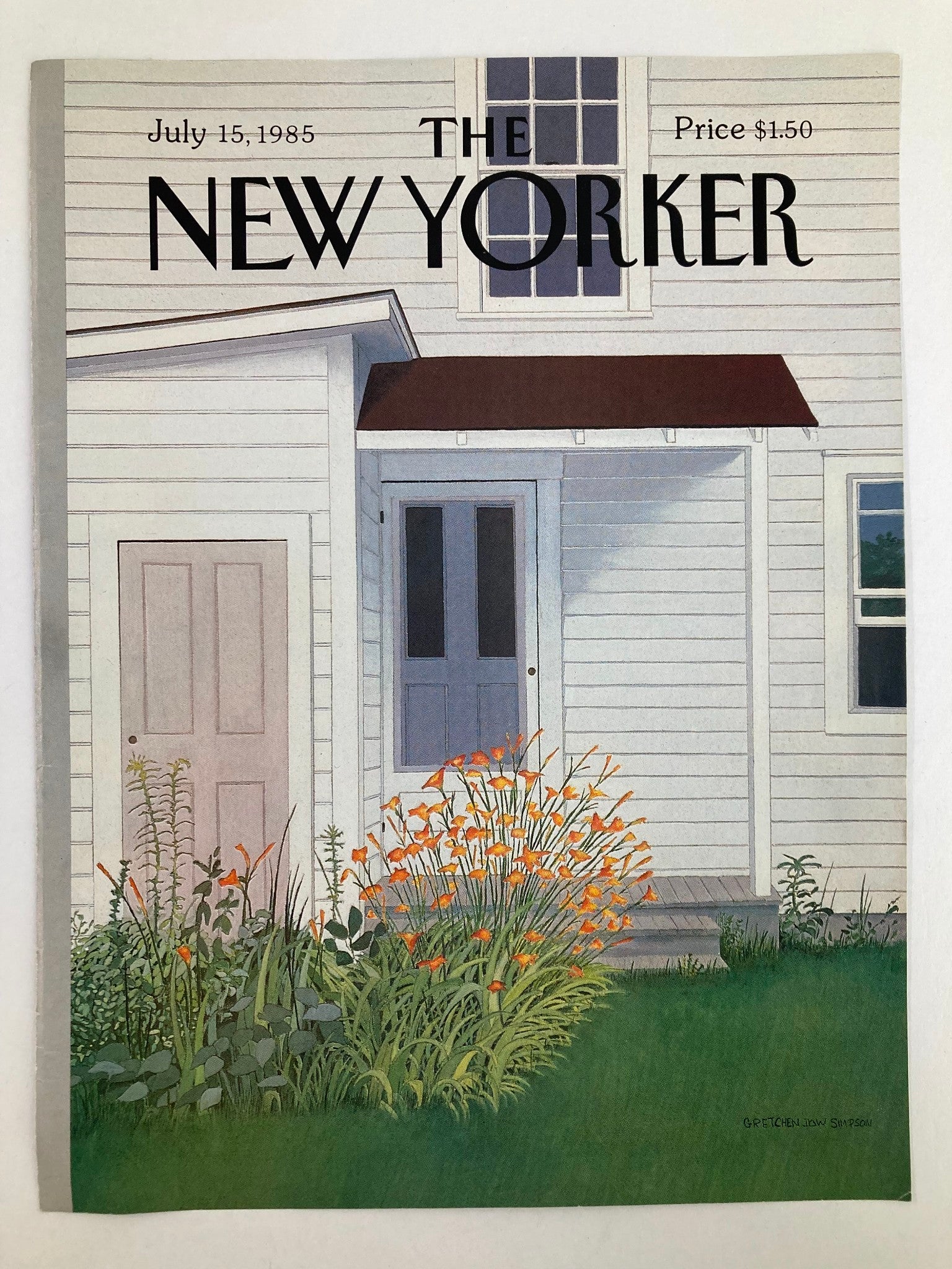 COVER ONLY The New Yorker July 15 1985 Flowers Bloom by Gretchen Dow Simpson