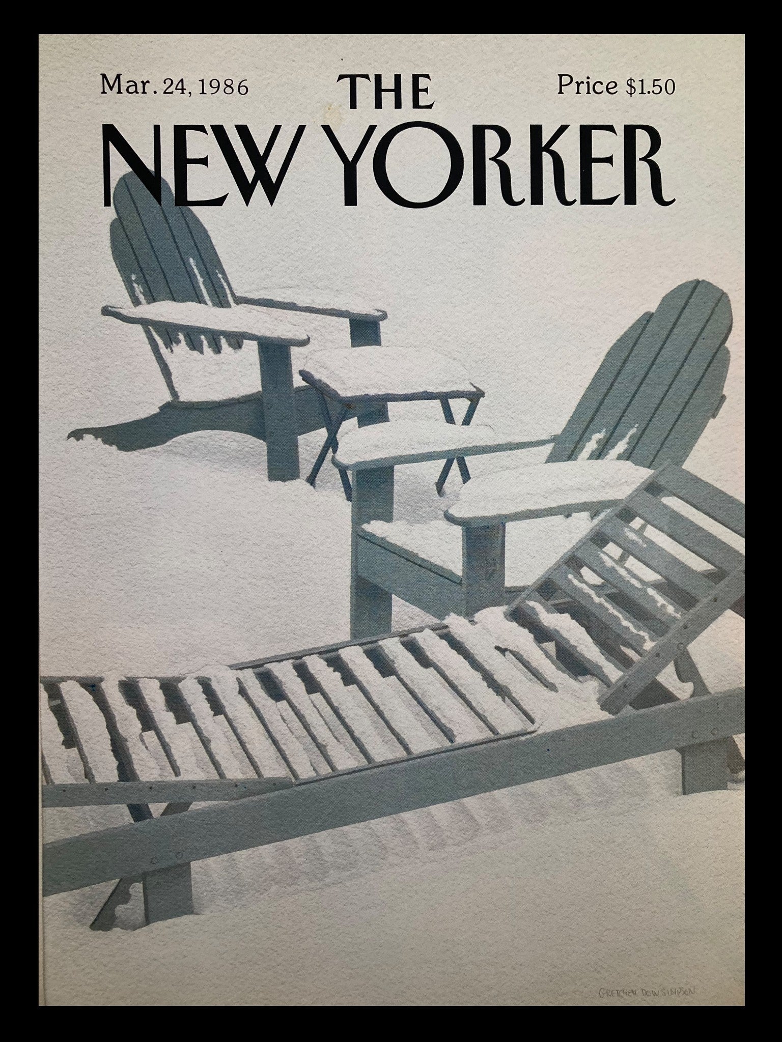 COVER ONLY The New Yorker March 24 1986 Covered w Snow by Gretchen Dow Simpson