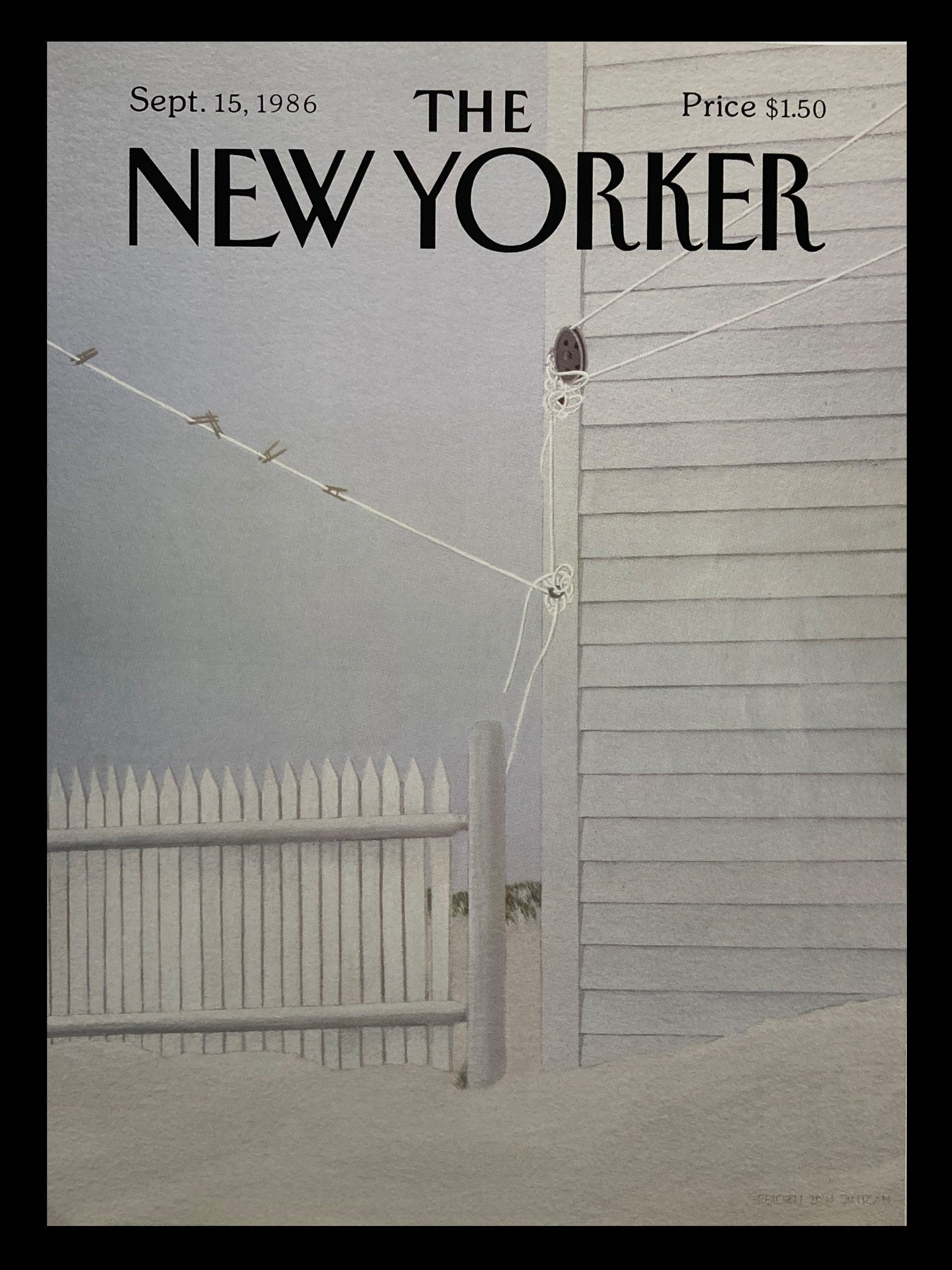 COVER ONLY The New Yorker September 15 1986 Laundry Line by Gretchen Dow Simpson