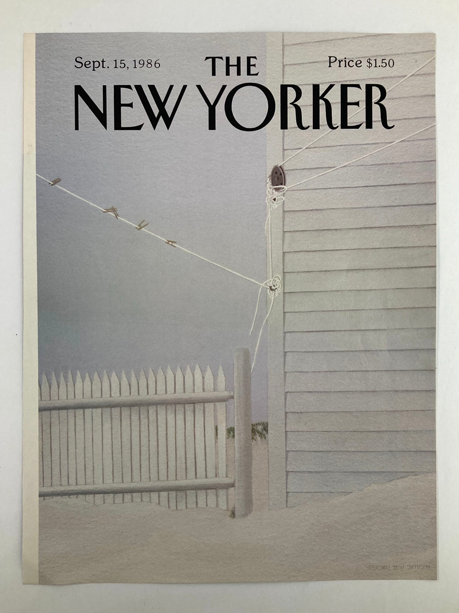 COVER ONLY The New Yorker September 15 1986 Laundry Line by Gretchen Dow Simpson