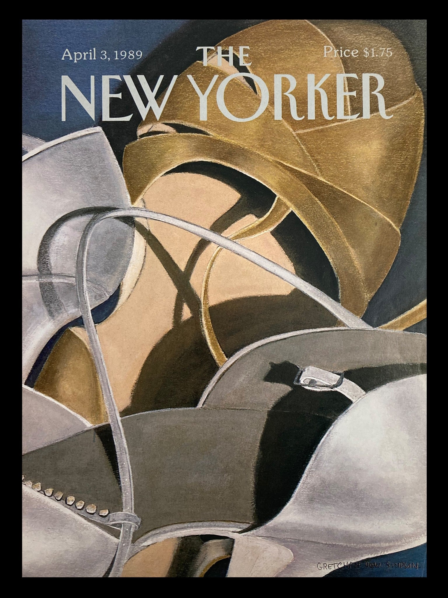 COVER ONLY The New Yorker April 3 1989 Gold and Silver by Gretchen Dow Simpson