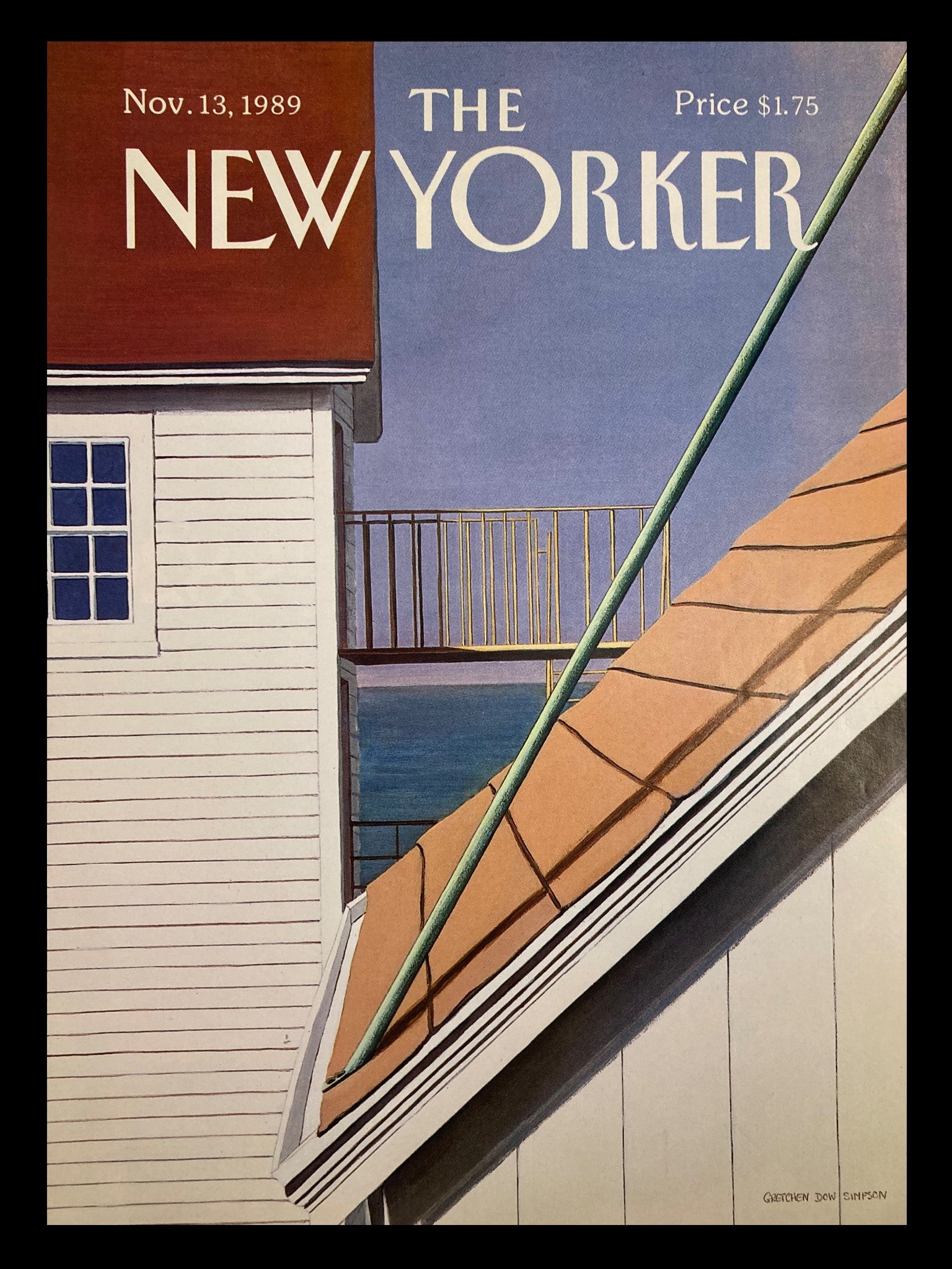 COVER ONLY The New Yorker November 13 1989 Rooftop by Gretchen Dow Simpson